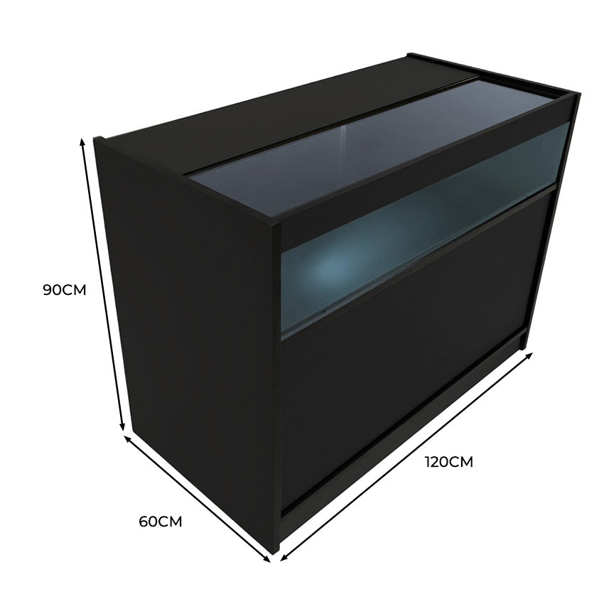 Q-Rax Banconi da Negozio B1200 Bancone Nero LED 120cm