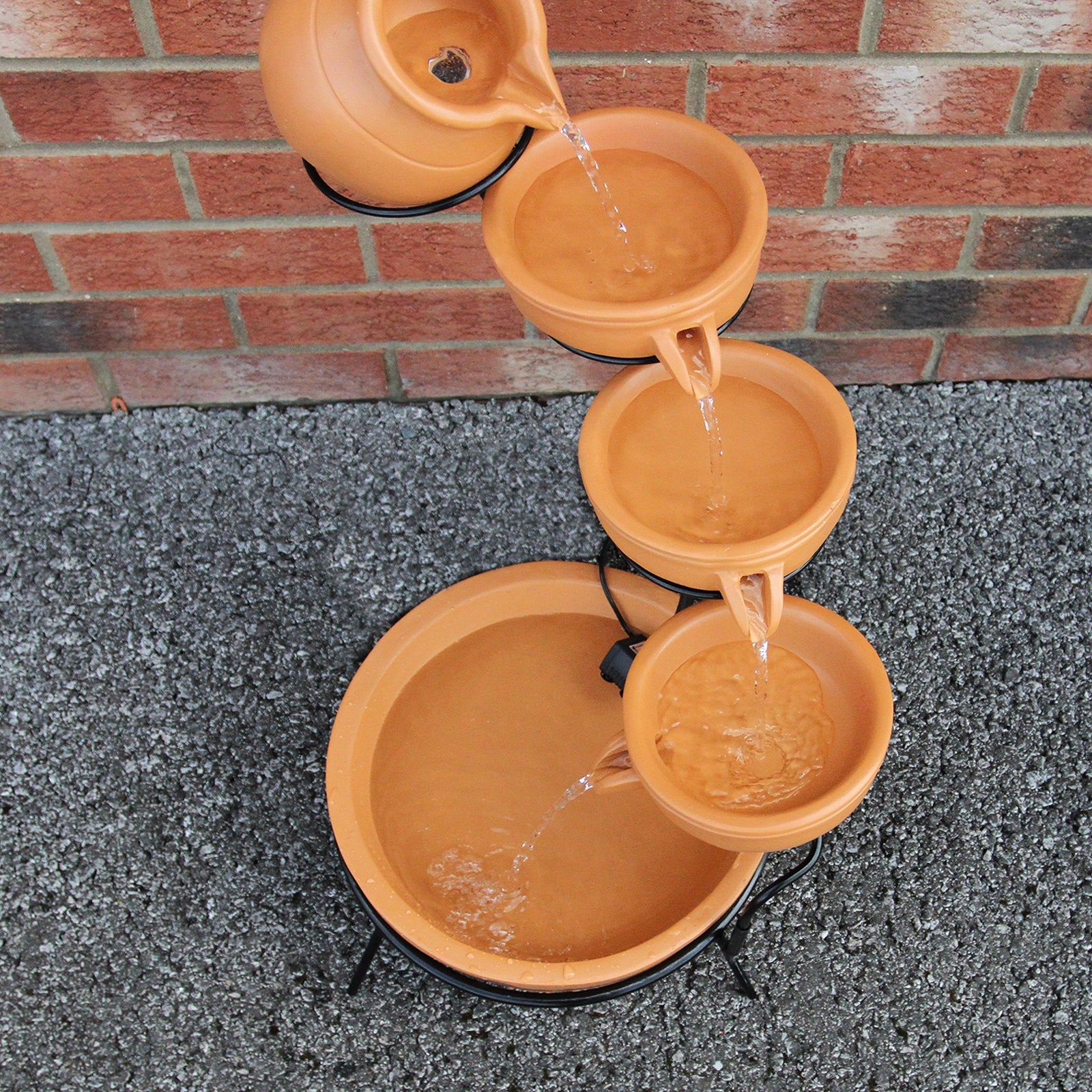 Q-Rax Fontana Solare a Cascata Terracotta 56cm