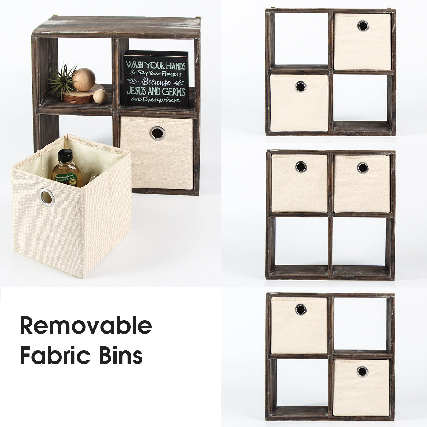 Jackcube Design Bathroom scaffale bagno legno 4 cubi con 2 cesti