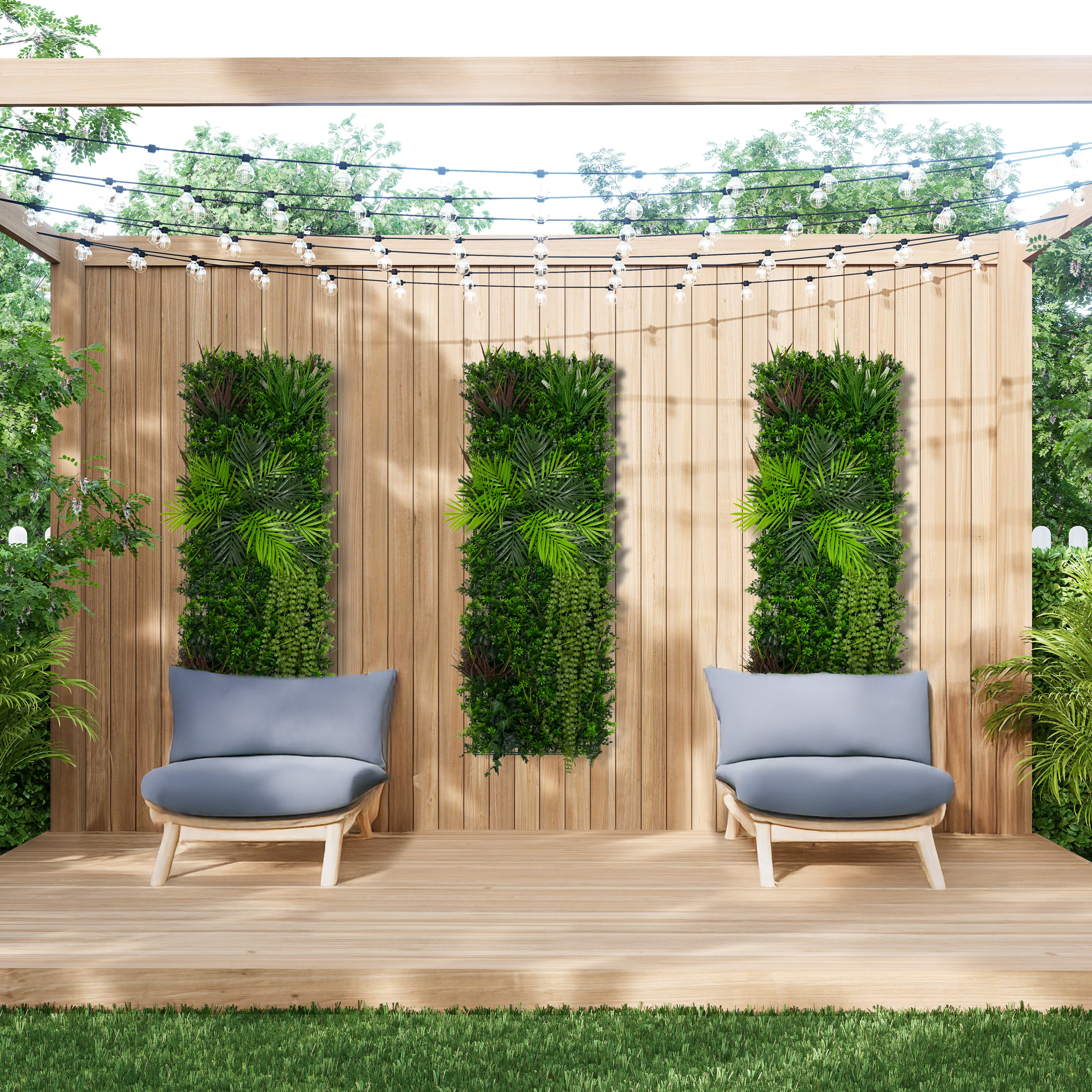 Q-Rax Piastrelle Parete Verde Artificiale 50x150 cm 2 Pezzi