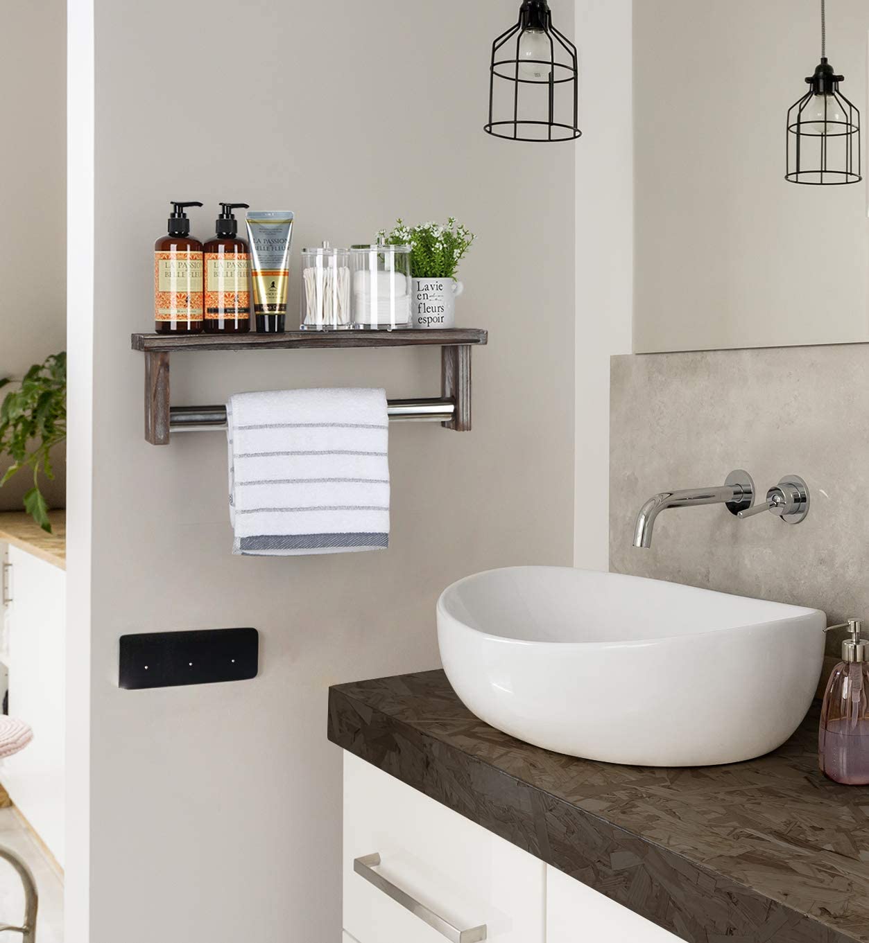 Jackcube Design Bathroom Porta Asciugamani Parete Legno con Mensola