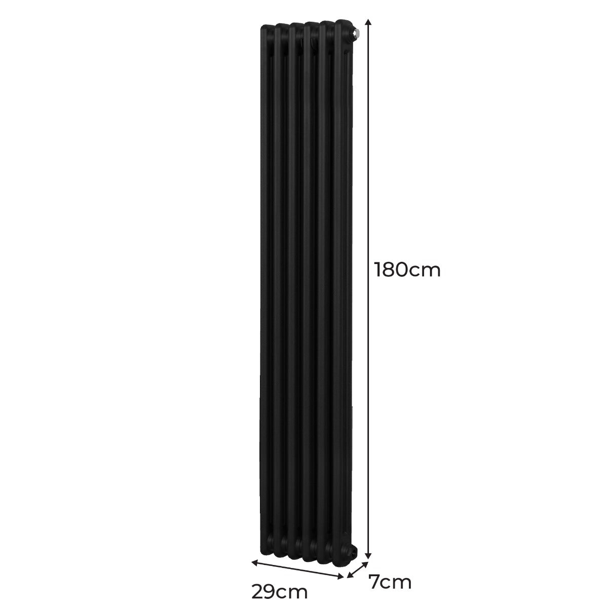 Q-Rax Radiatore 2 Colonne Nero 1800x292 Termosifone Verticale