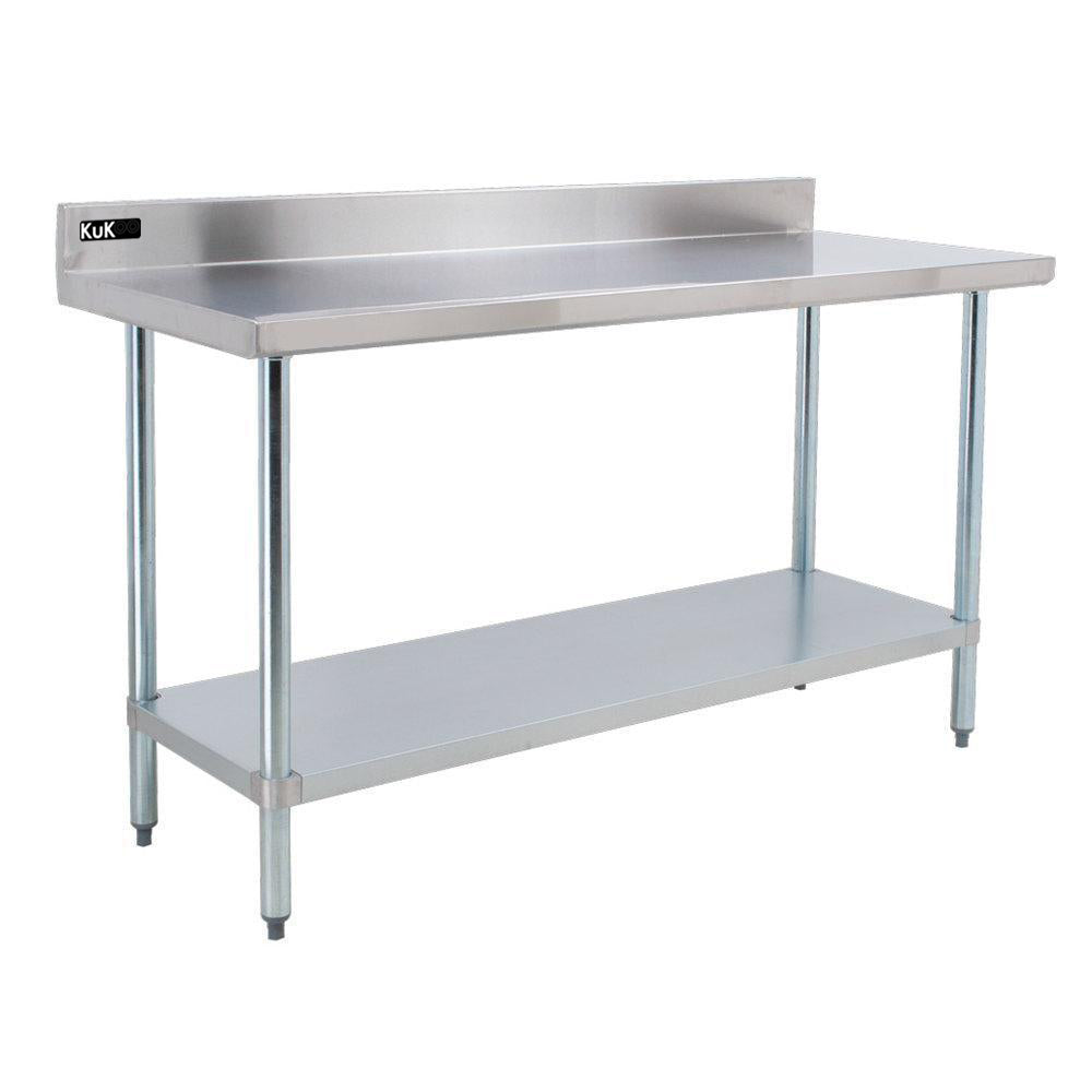 Q-Rax Tavolo Inox Cucina 180x60x90cm con Alzatina