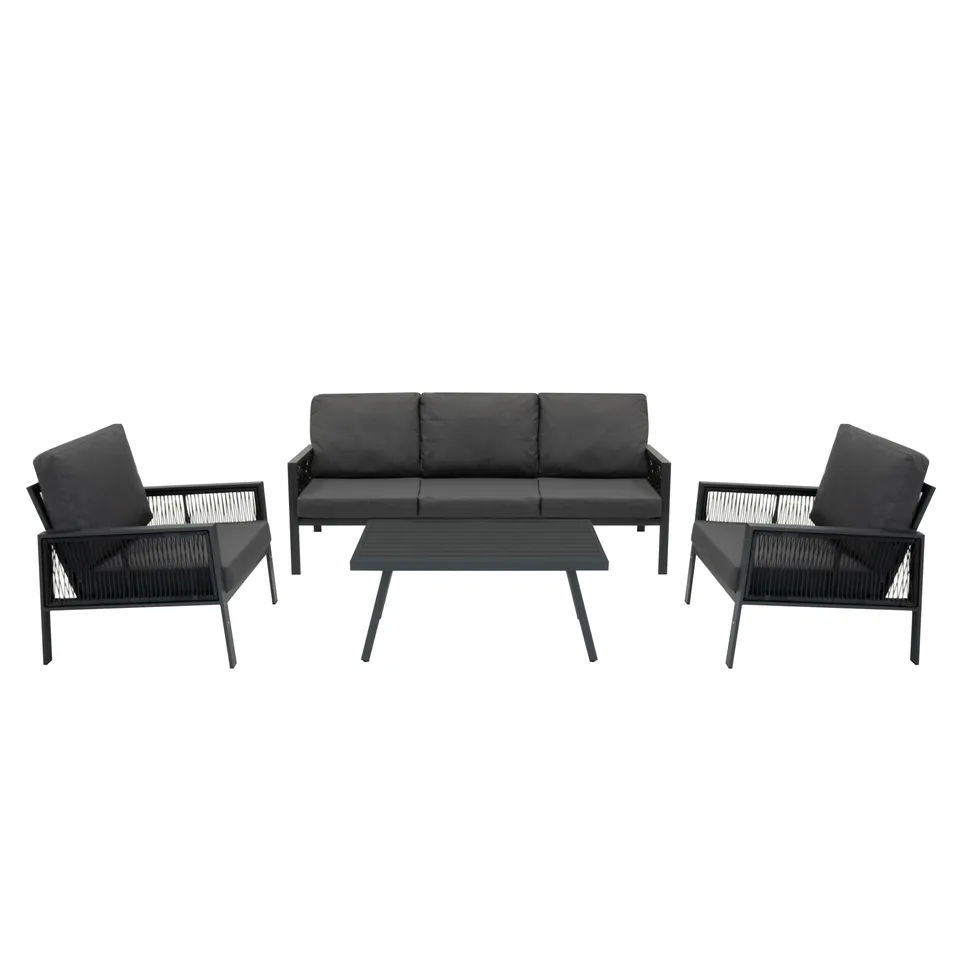 Q-Rax Set divano giardino alluminio antracite 4 pezzi cuscini