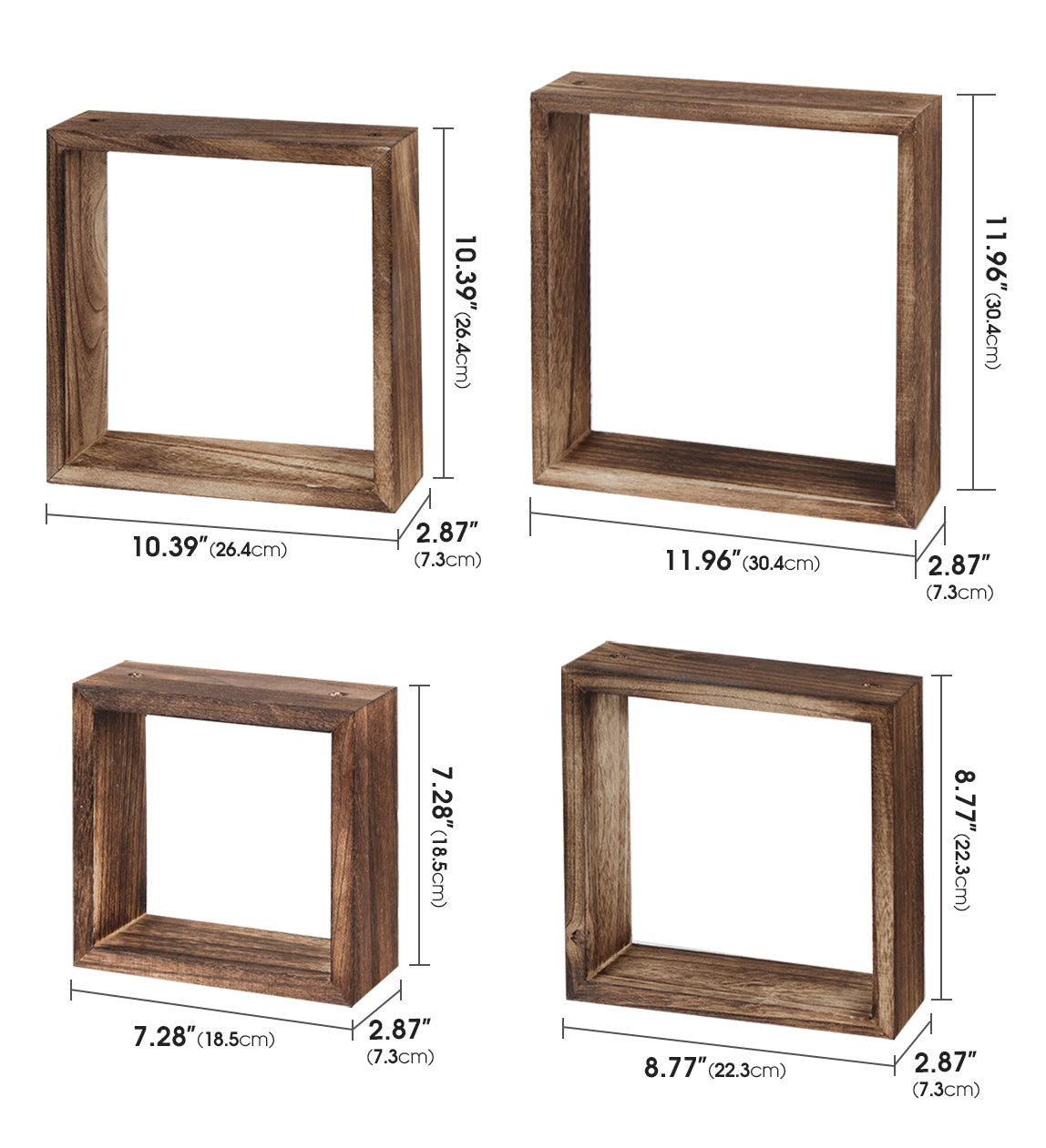 Jackcube Design Living Room set 4 mensole legno sospese cubo