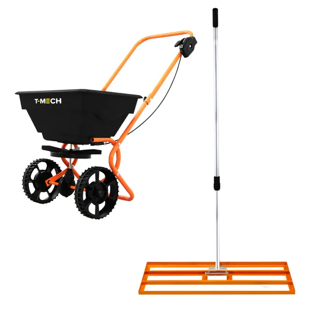 Q-Rax Set Livella Prato 100 cm e Spargitore 25 kg Arancione