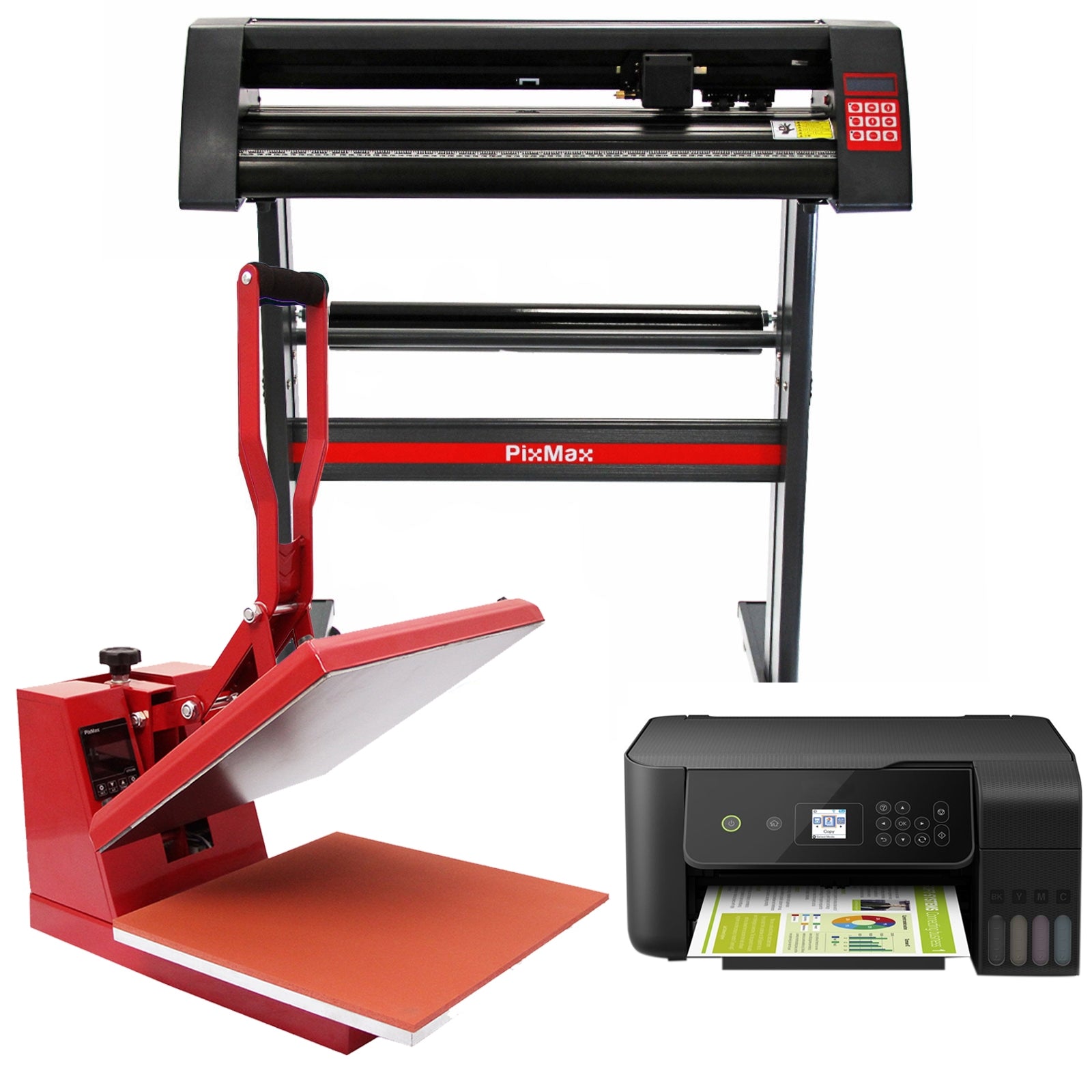 Q-Rax Pressa a Caldo 38cm + Plotter Vinile Kit Sublimazione