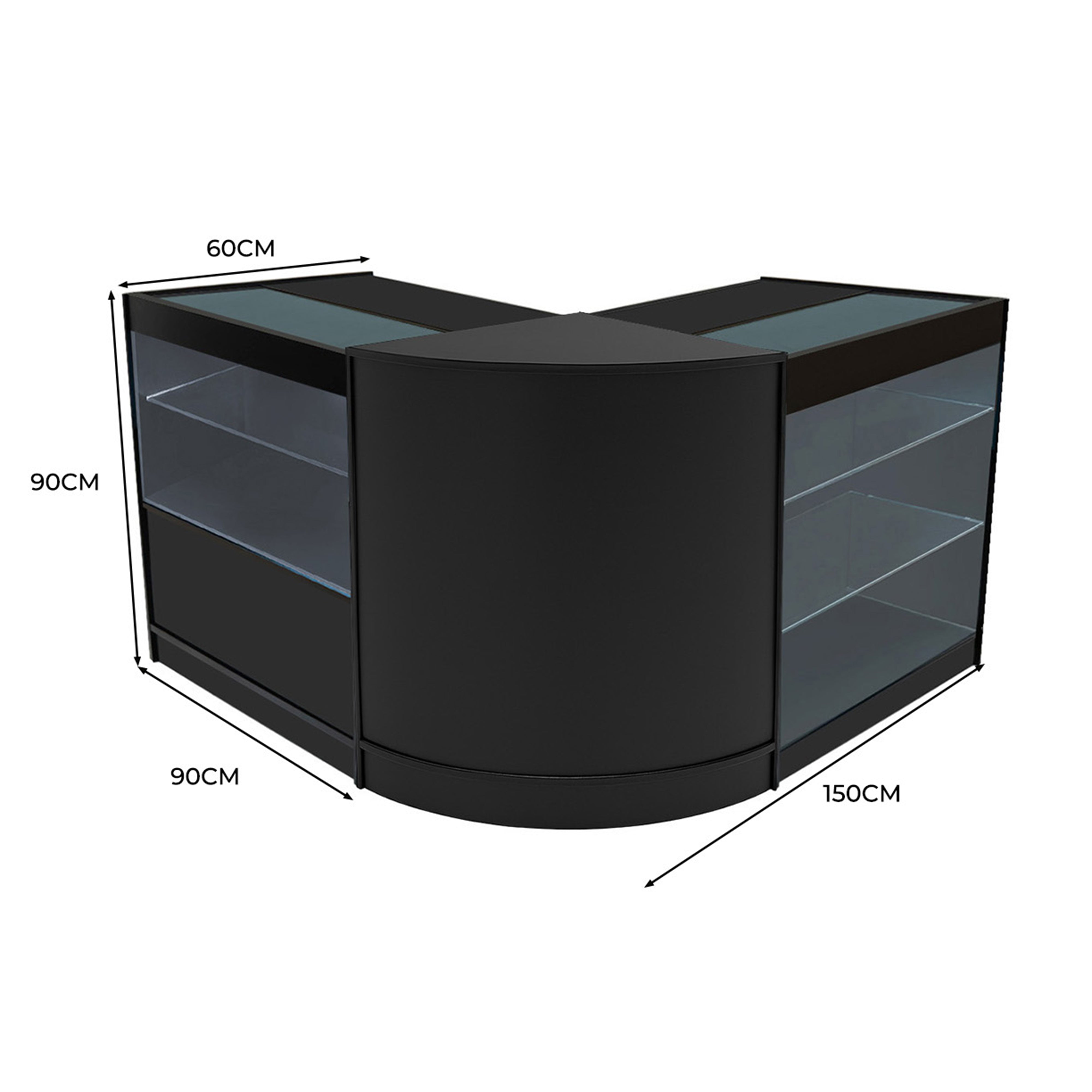 Q-Rax Hera K900+C900+CM60 Bancone Negozio Nero LED Vetro