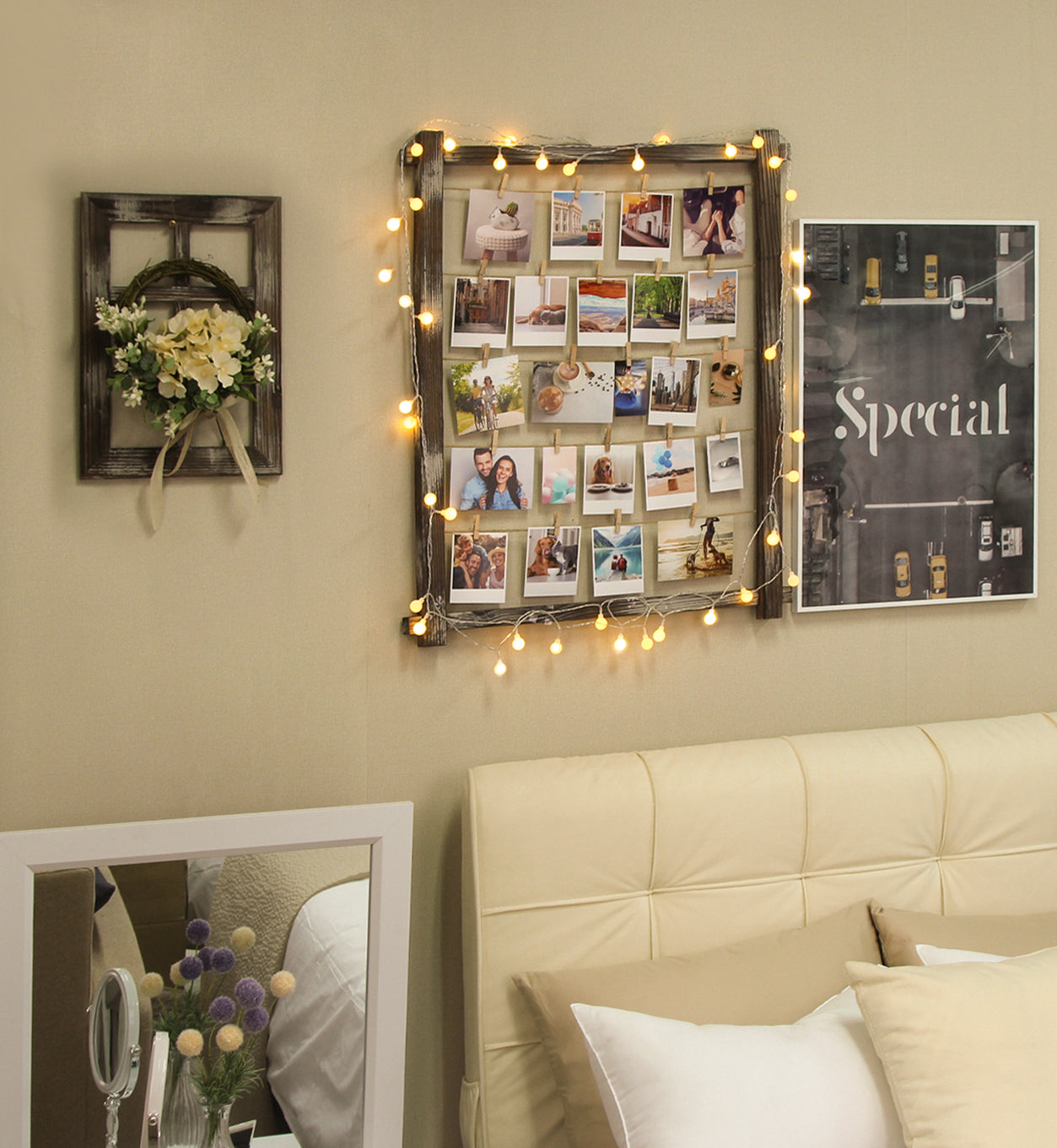 JackCube Design Living Room Bacheca Foto Legno 35 Mollette