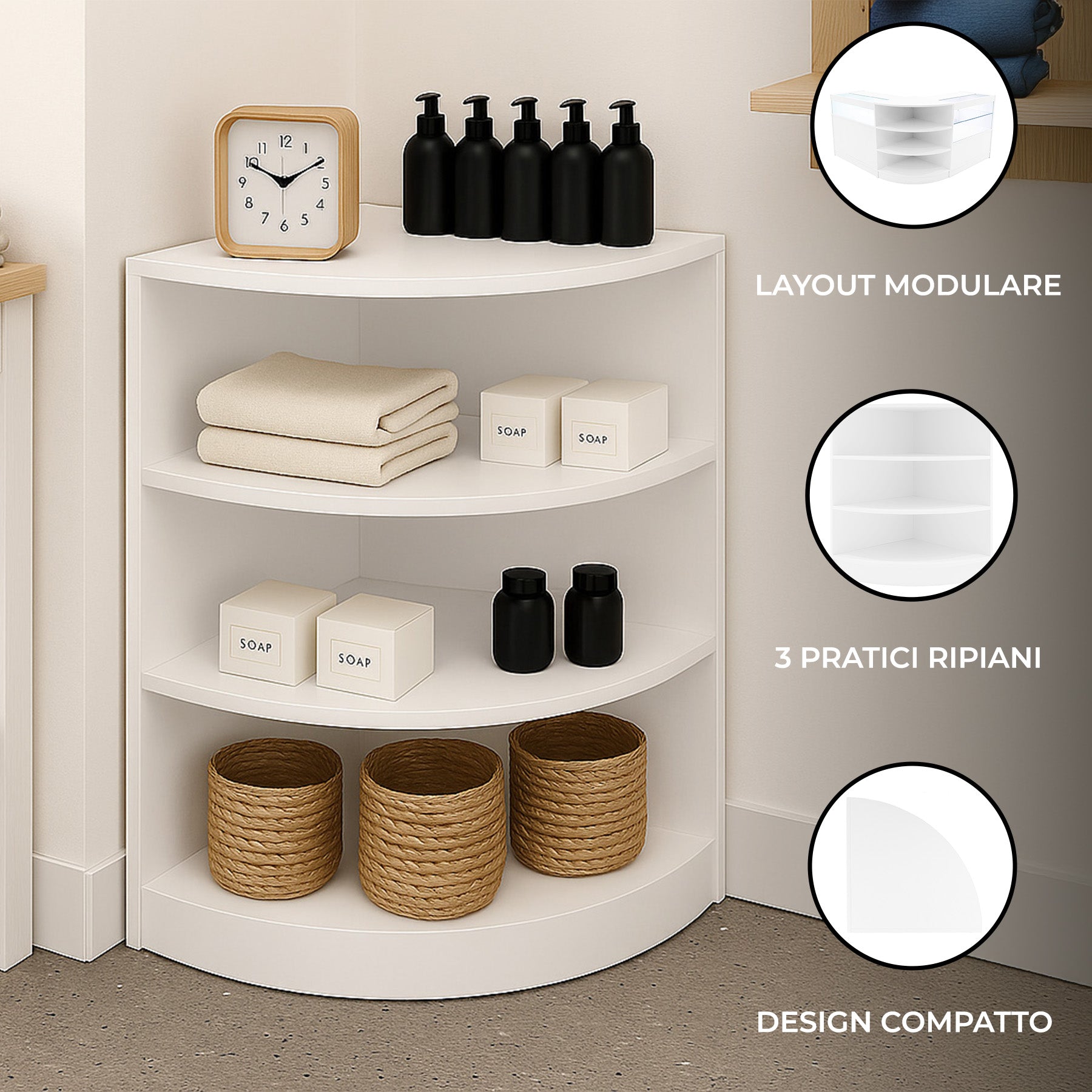 Q-Rax Banconi da Negozio LM60 bancone angolare bianco
