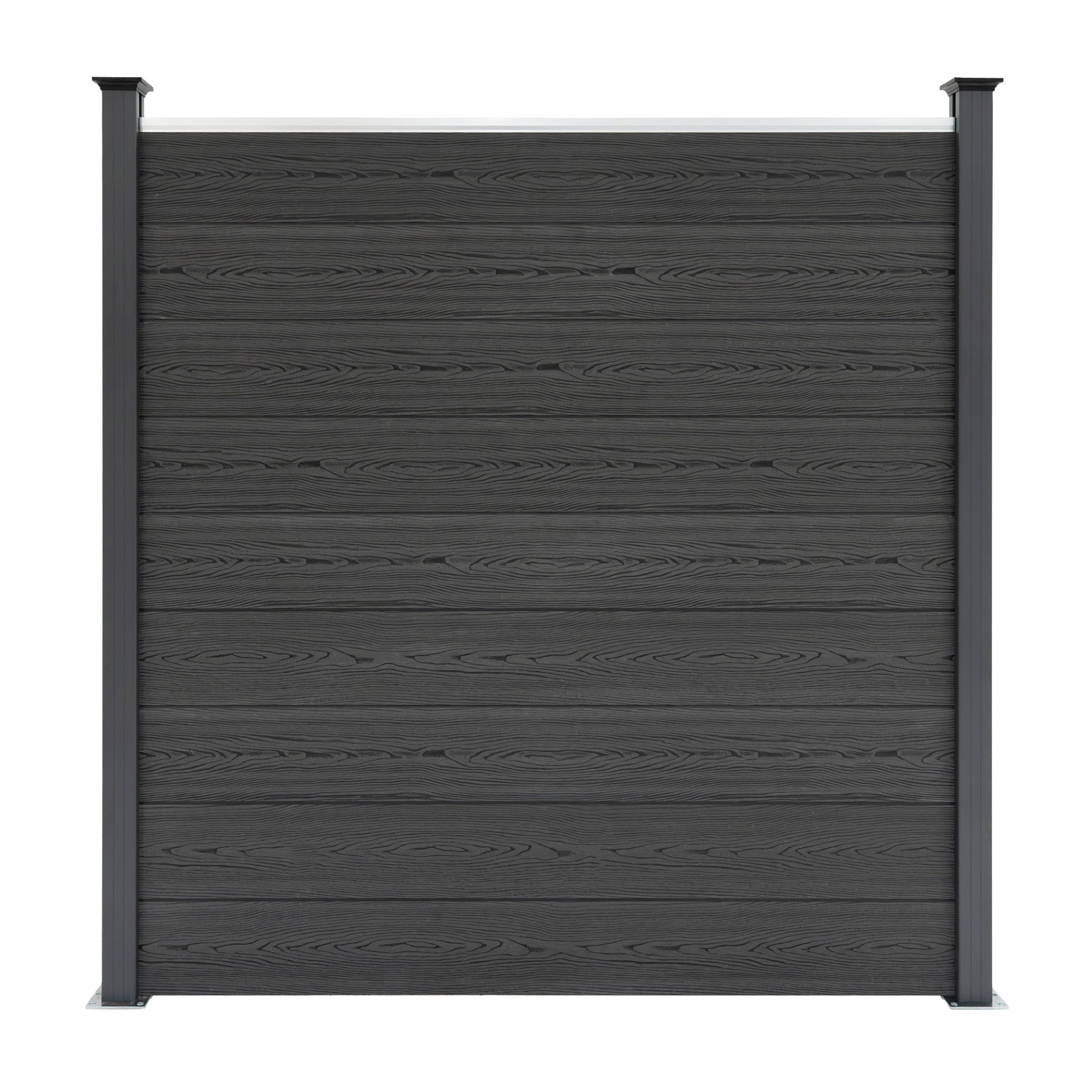 Set Recinzione WPC grigio 4 pannelli pali LED 185cm