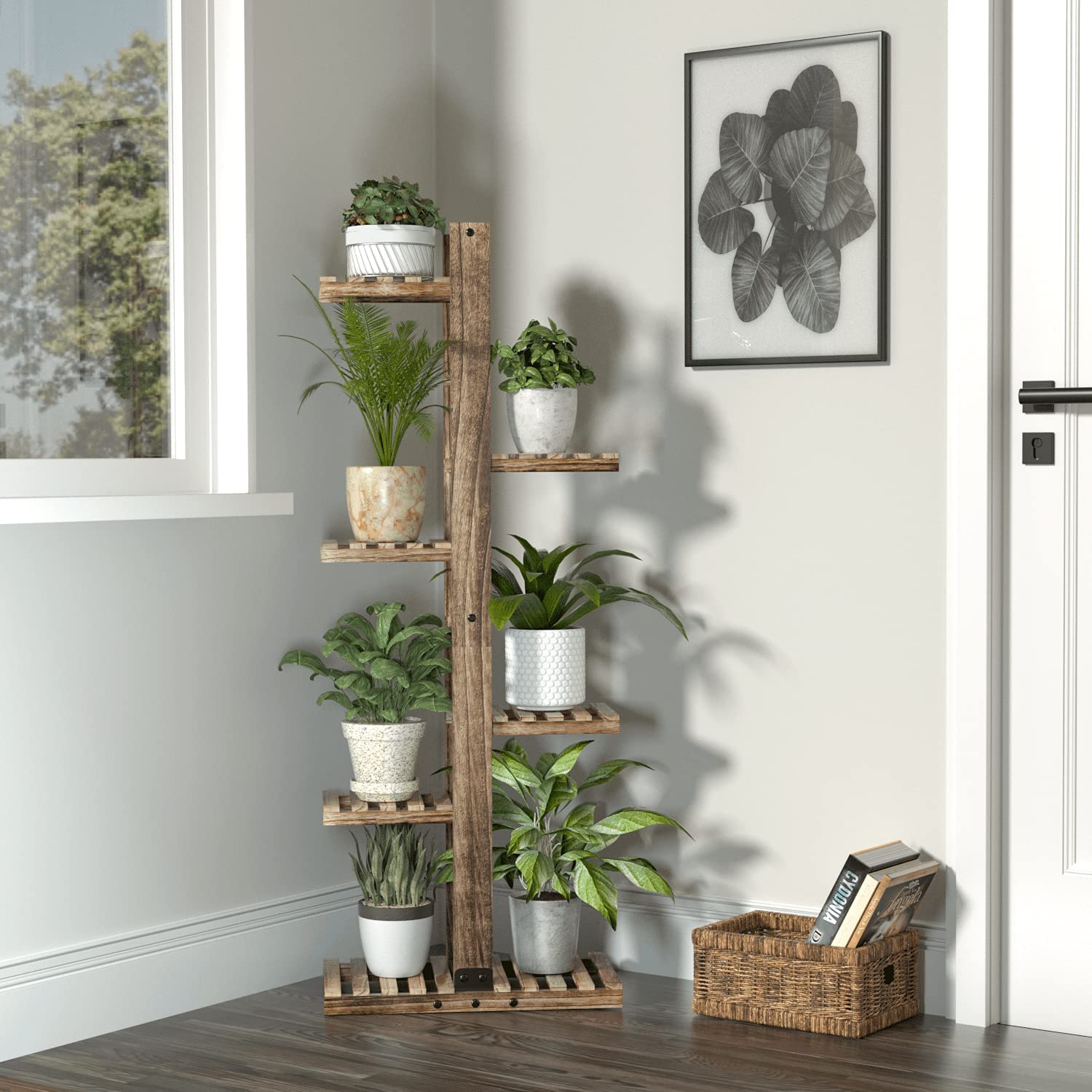 Jackcube Design Plant Scaffale Piante 6 Ripiani Legno Rustico