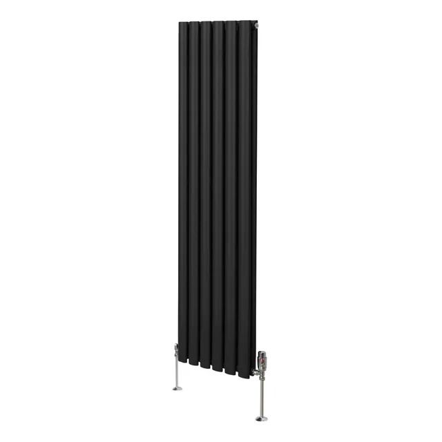 Q-Rax Radiatore Colonna Ovale 1600x360 Nero con Valvole