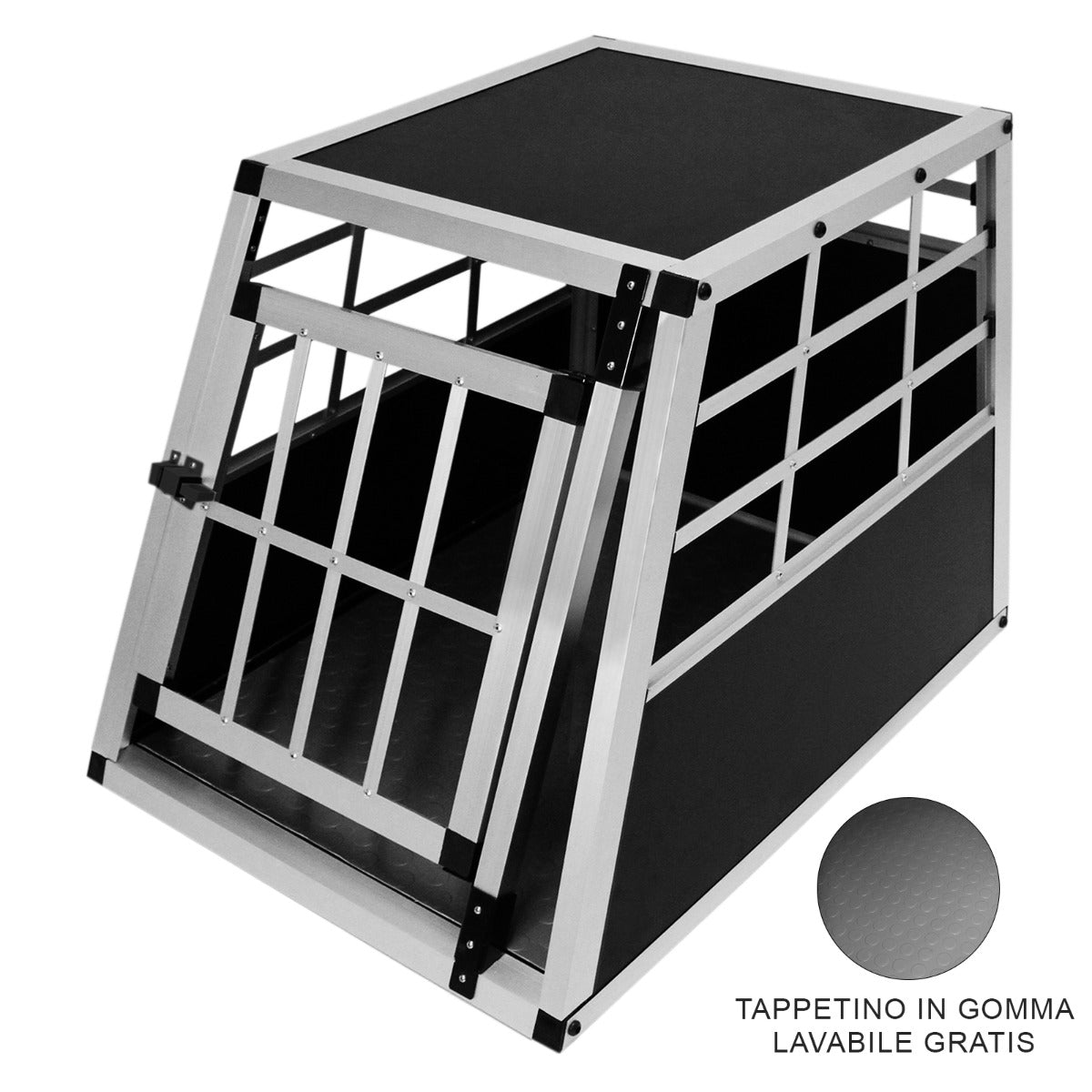 Q-Rax Gabbia Cane Auto Singola Media Trasportino Alluminio