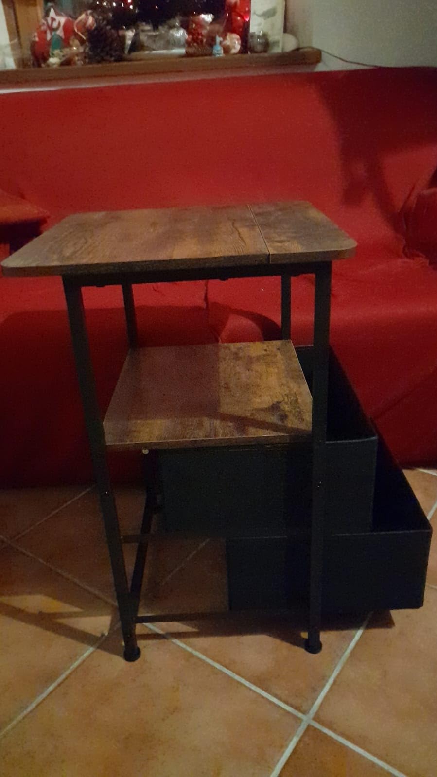 Meltrck Comodino 40x40x62 Industriale 2 Cassetti Marrone