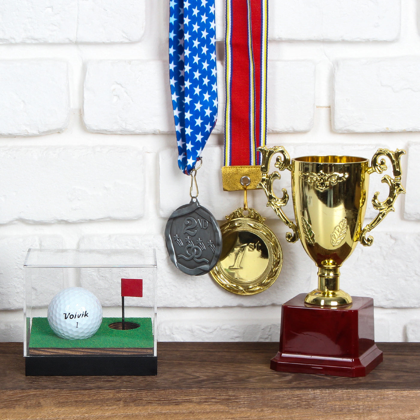 Jackcube Design teca golf acrilico base legno pallina singola