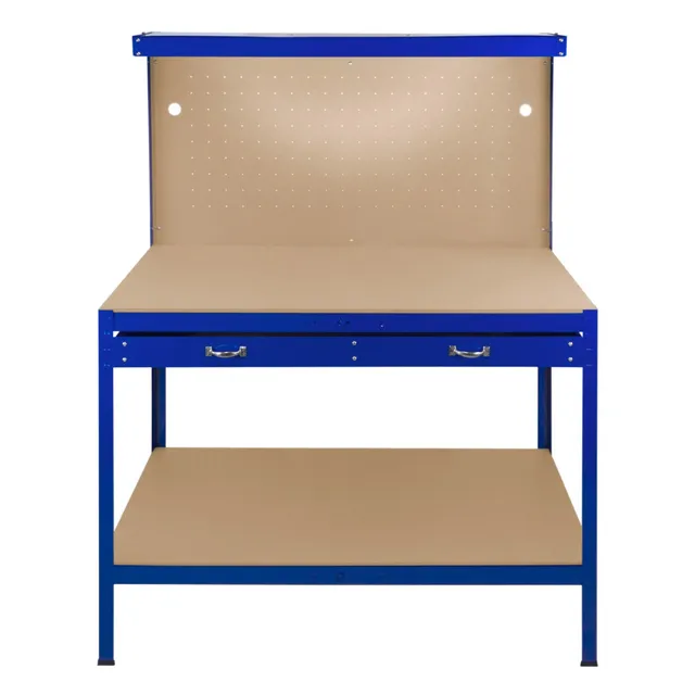 Q-Rax Banchi da Lavoro 120cm banco blu con luce cassetto bacheca
