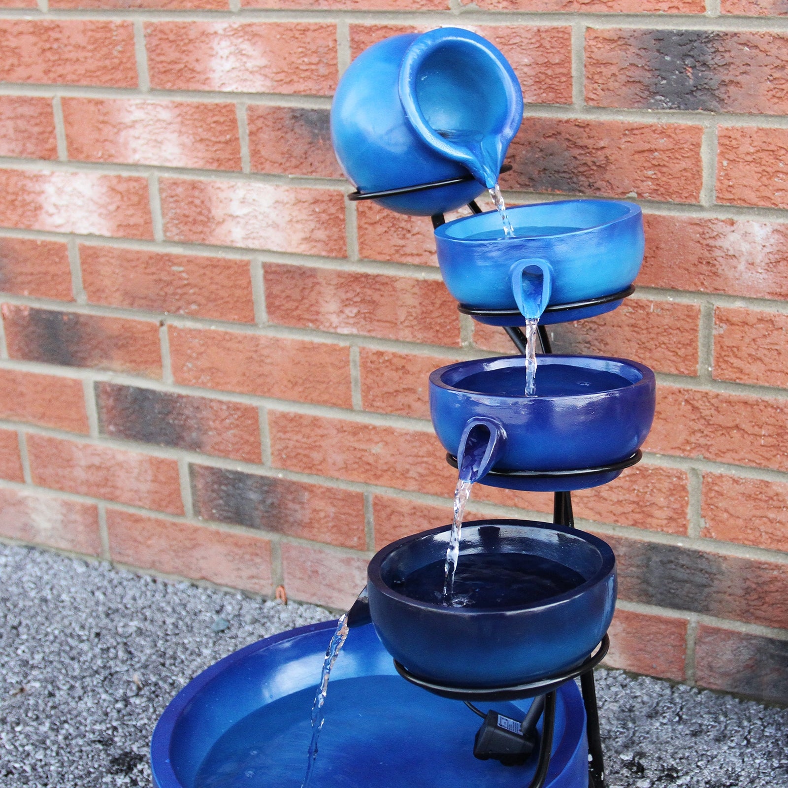 Q-Rax Accessori Casa Fontana Solare a Cascata Blu 56cm