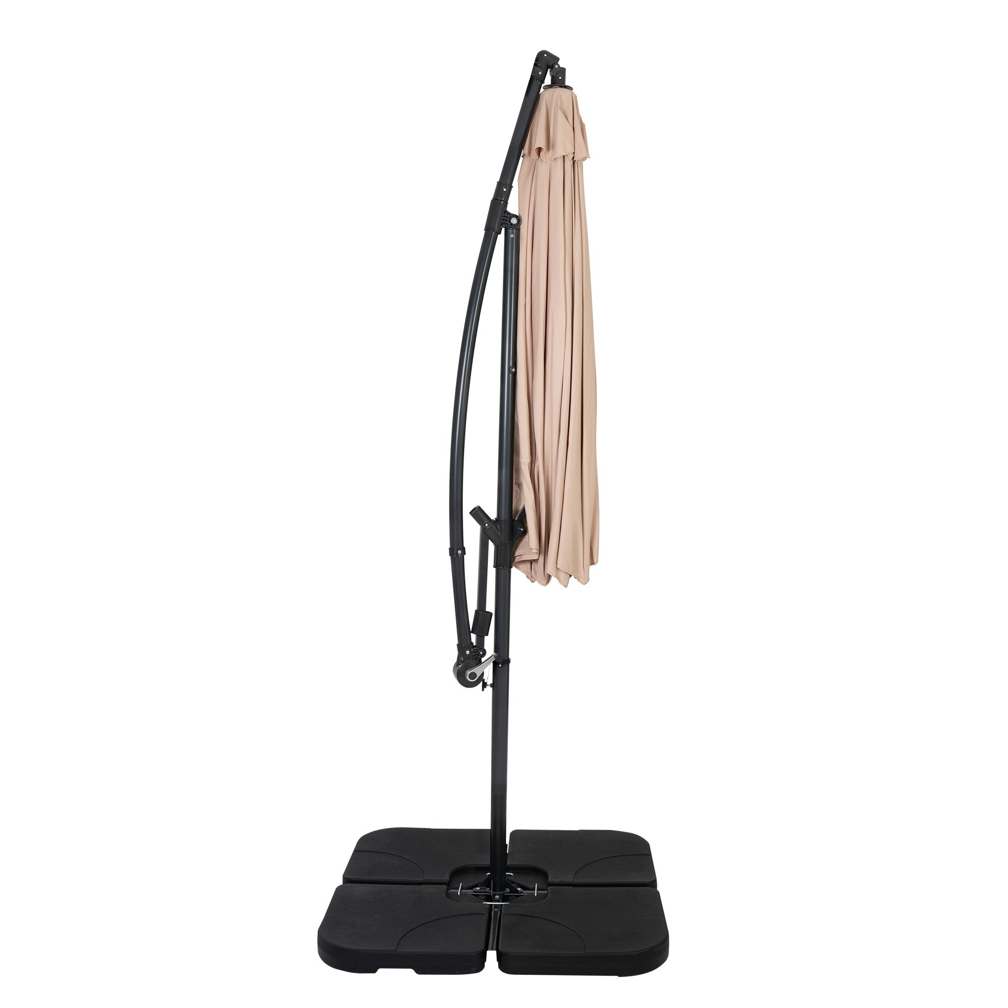 Q-Rax Ombrellone Decentrato 3m Beige con Base Riempibile