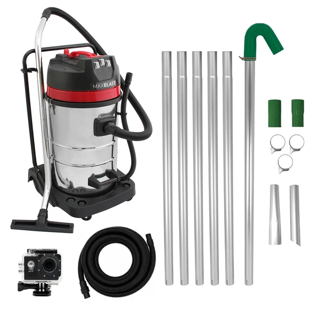 Q-Rax Aspiratore 80L umido/secco 3000W kit grondaie 7,2m