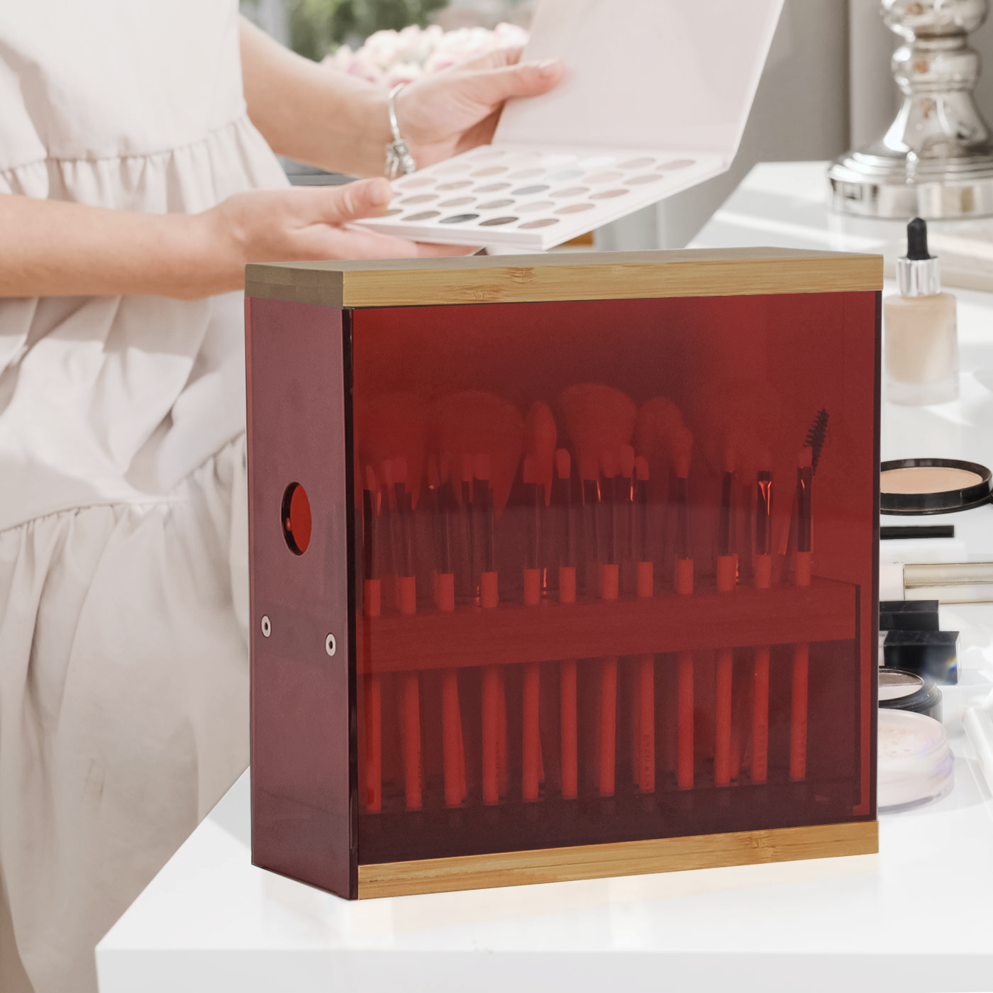 Jackcube Design portapennelli bamboo 29 fori marrone trasparente