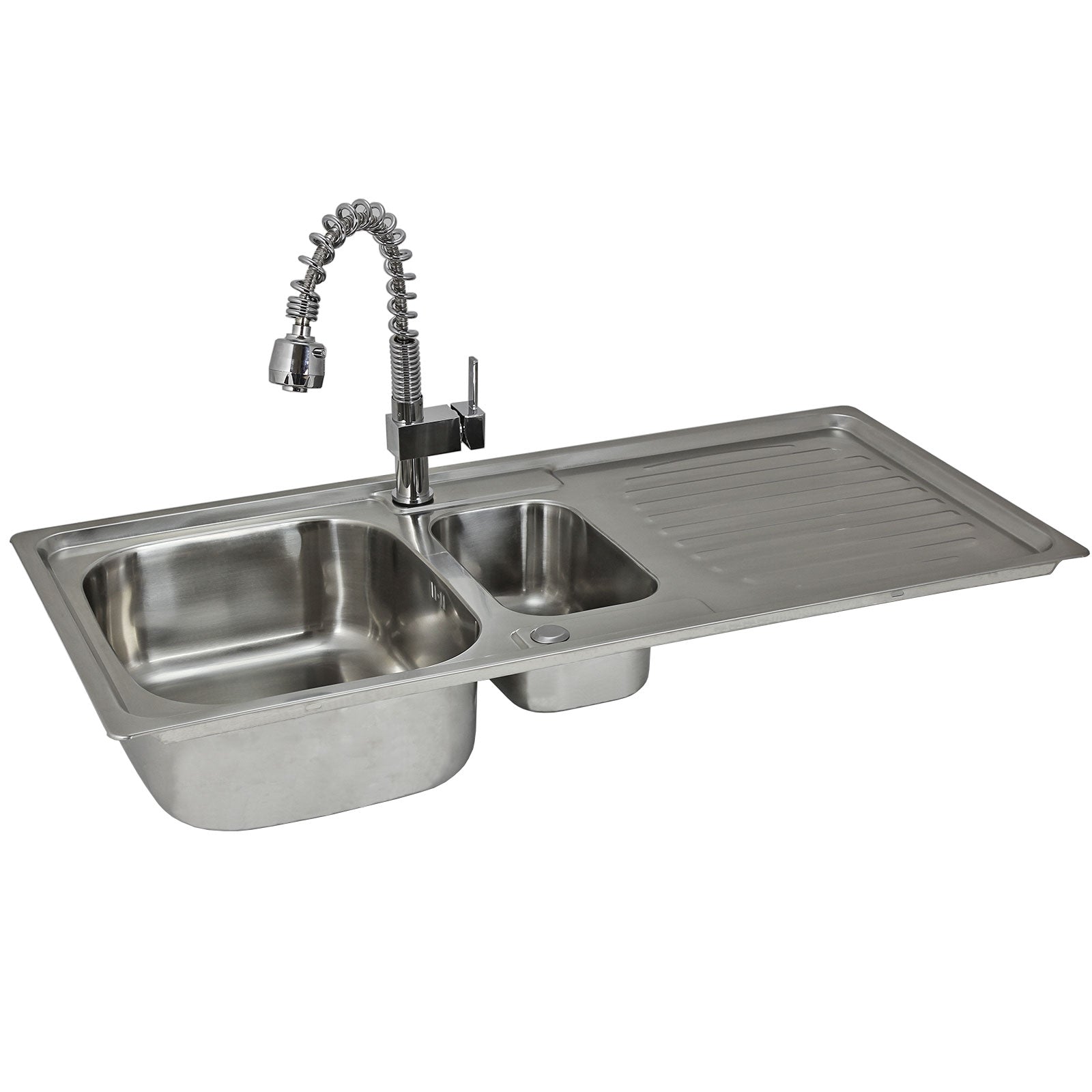 Q-Rax Lavello Cucina Inox 1.5 Vasche 105x50 cm con Miscelatore