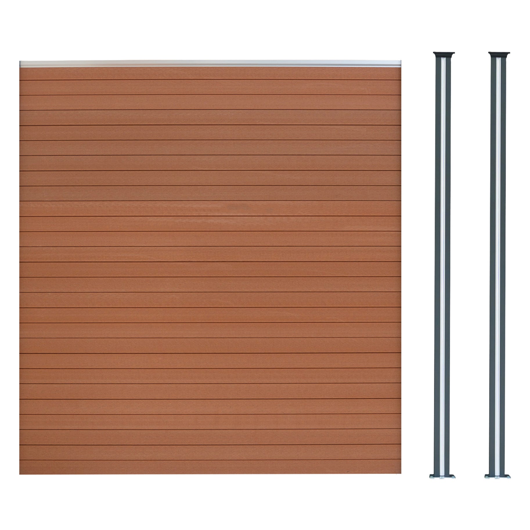 Q-Rax Recinzione Pannello 180x185 Marrone 2 Pali LED Solari