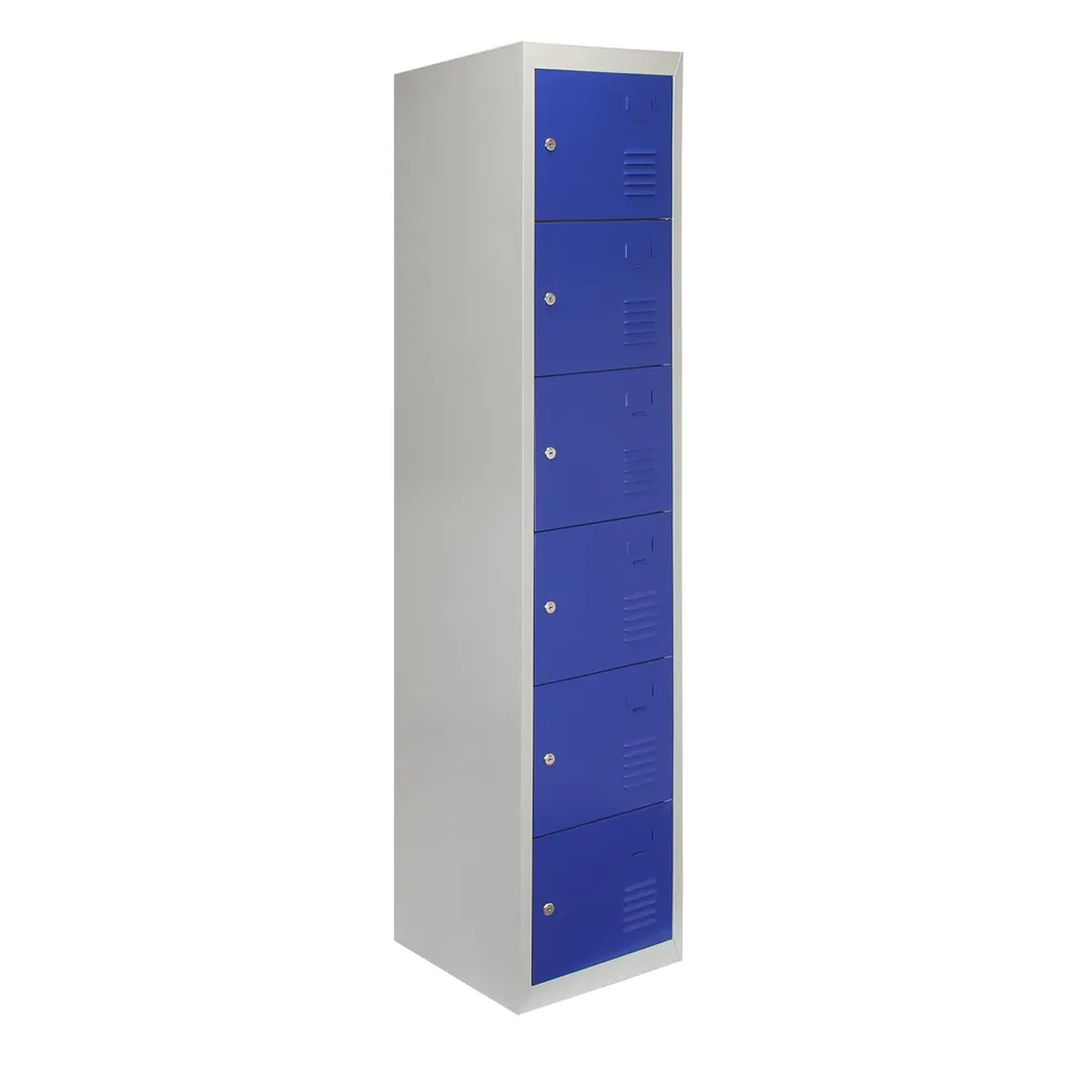 Q-Rax Armadietto 6 Porte Blu Acciaio 38x45x180 cm con Chiave