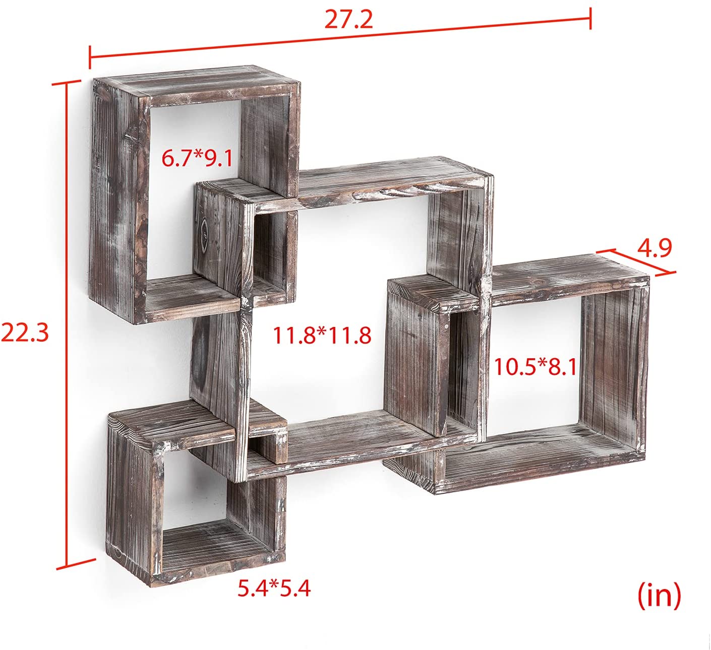 Jackcube Design Living Room Set 4 Mensole Parete Legno Rustico