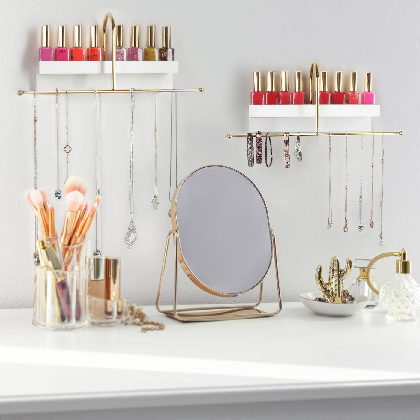 Jackcube Design Makeup porta gioielli parete bianco oro set 2