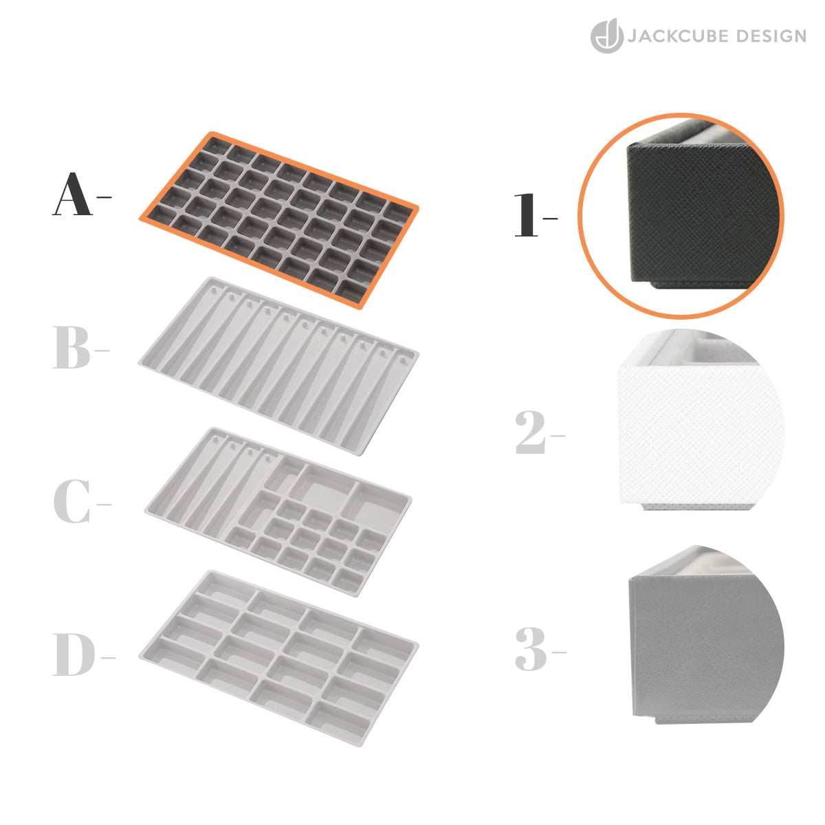 Jackcube Design Vassoio Portagioie 40 Scomparti Nero in Pelle Sintetica