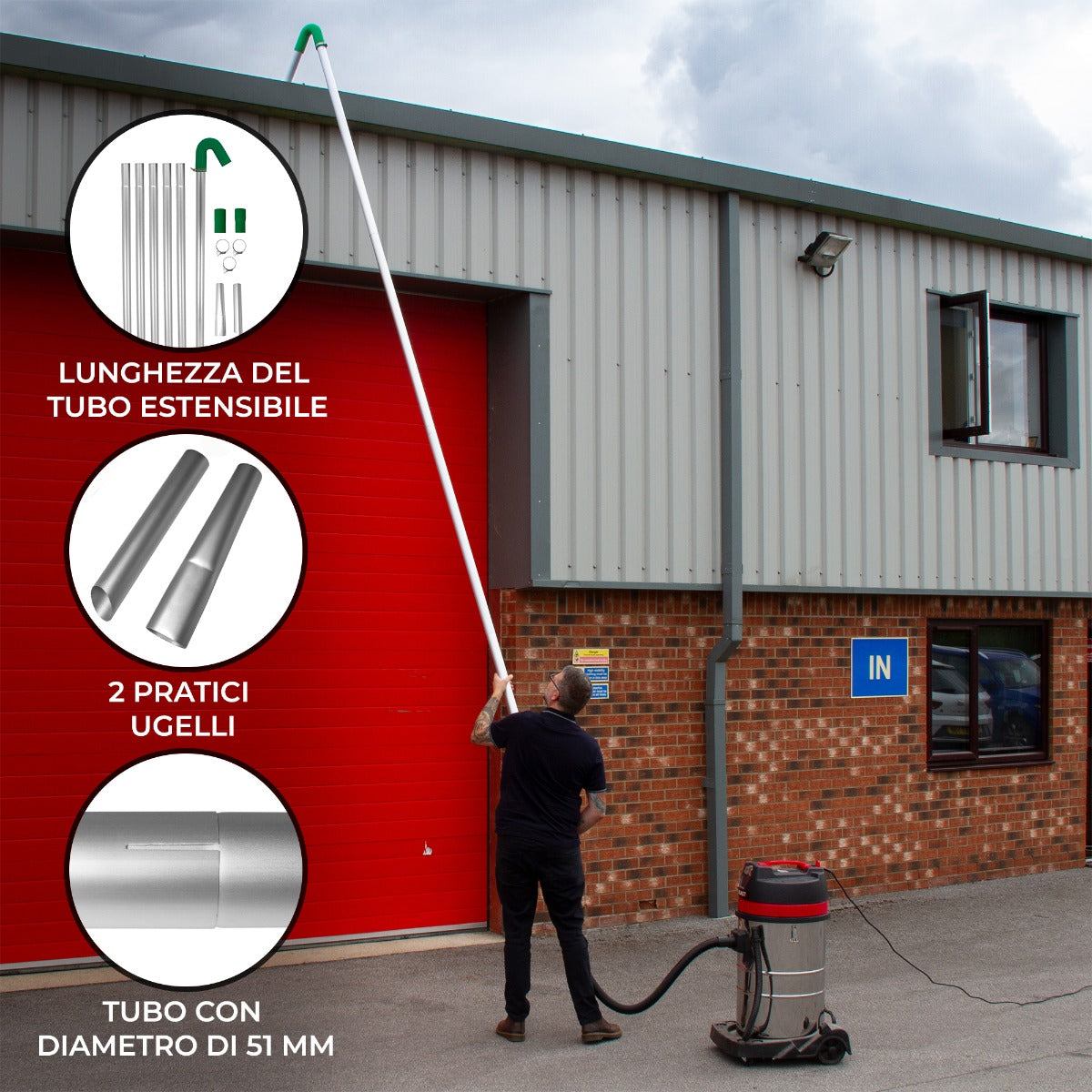 Q-Rax Maxblast kit aspirazione grondaie 7,2 m 6 aste