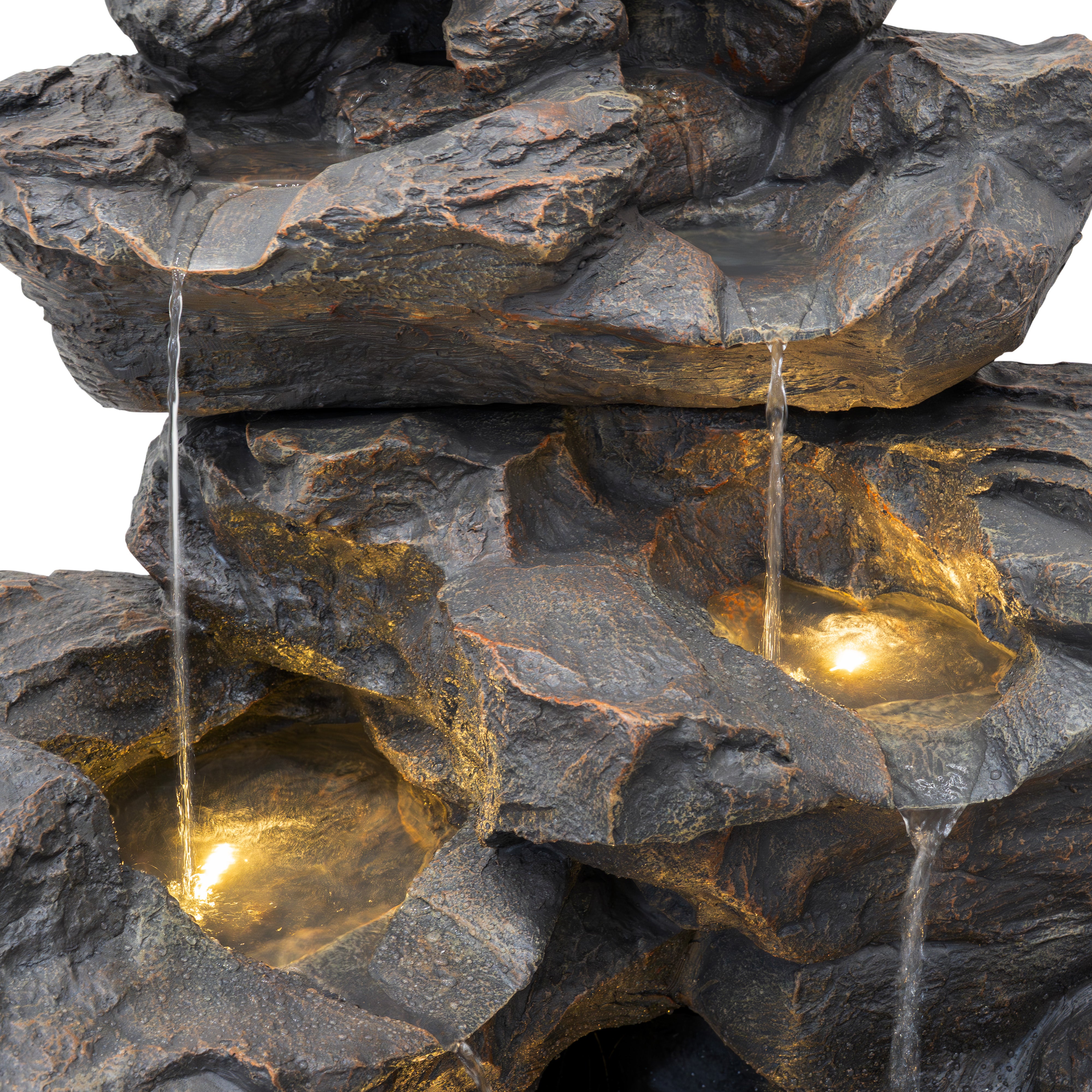 Q-Rax Rustic Rapids Fontana Elettrica Roccia LED Poliresina Esterno