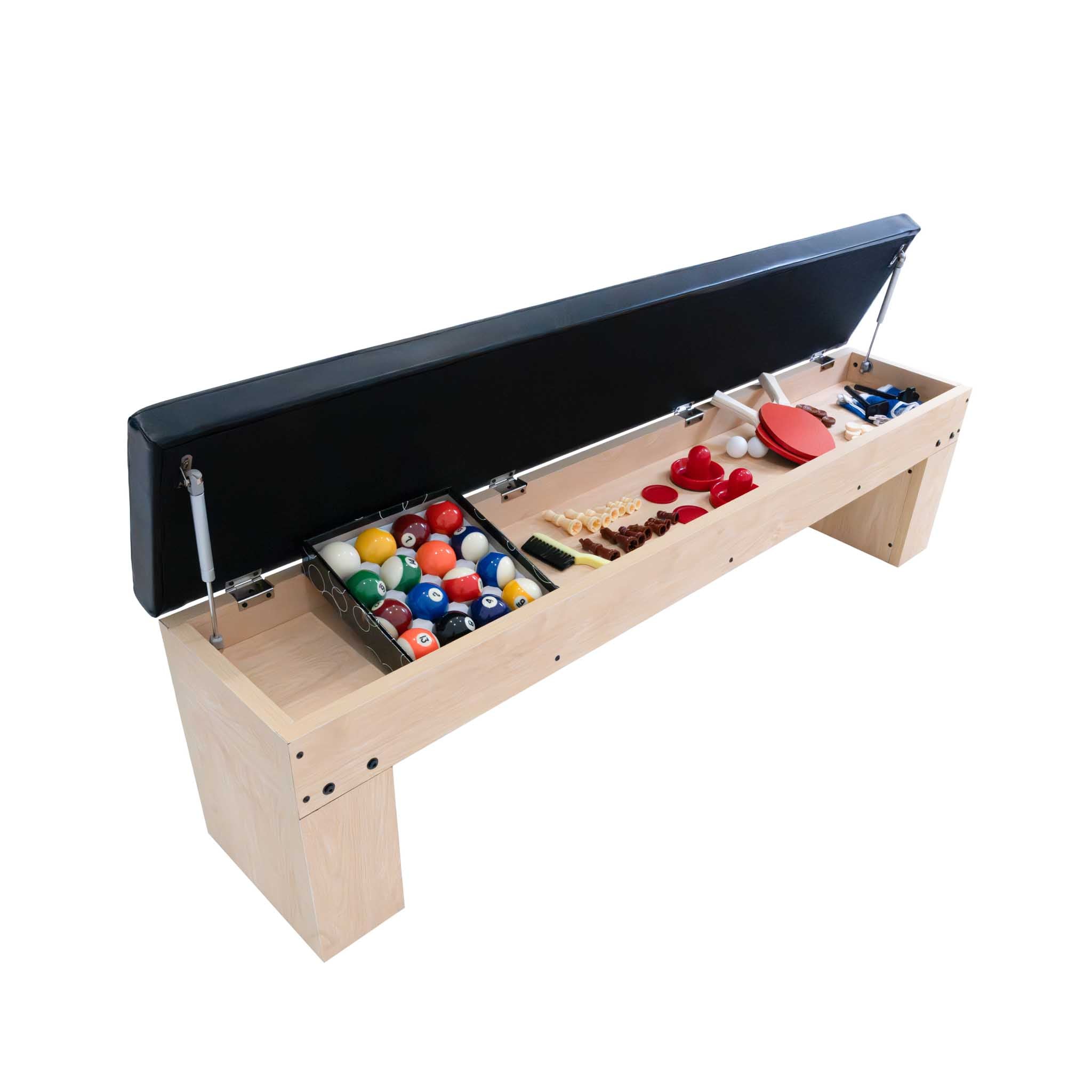 Q-Rax Tavolo Multigioco 7-in-1 Beige 213cm con Panca Contenitore