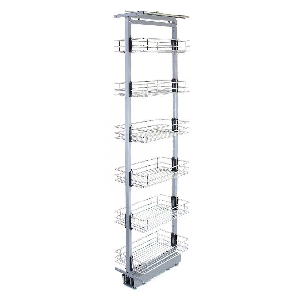 Q-Rax Colonna Estraibile Cucina dispensa inox 6 cestelli 190-220cm