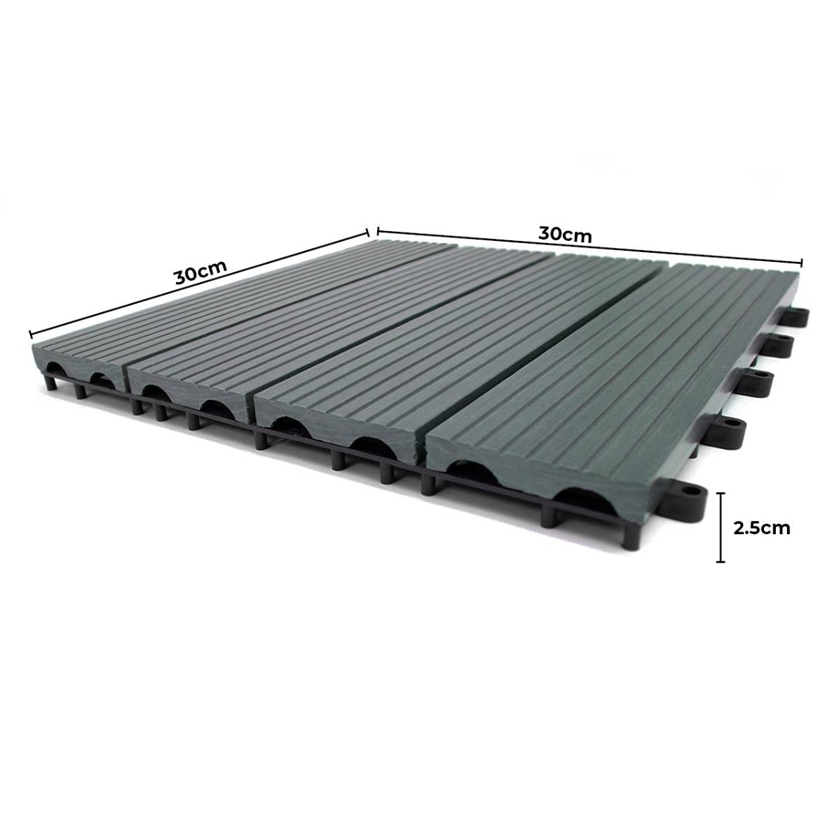 Q-Rax Piastrelle WPC 30x30 Grigio x66 da 6 m² Incastro