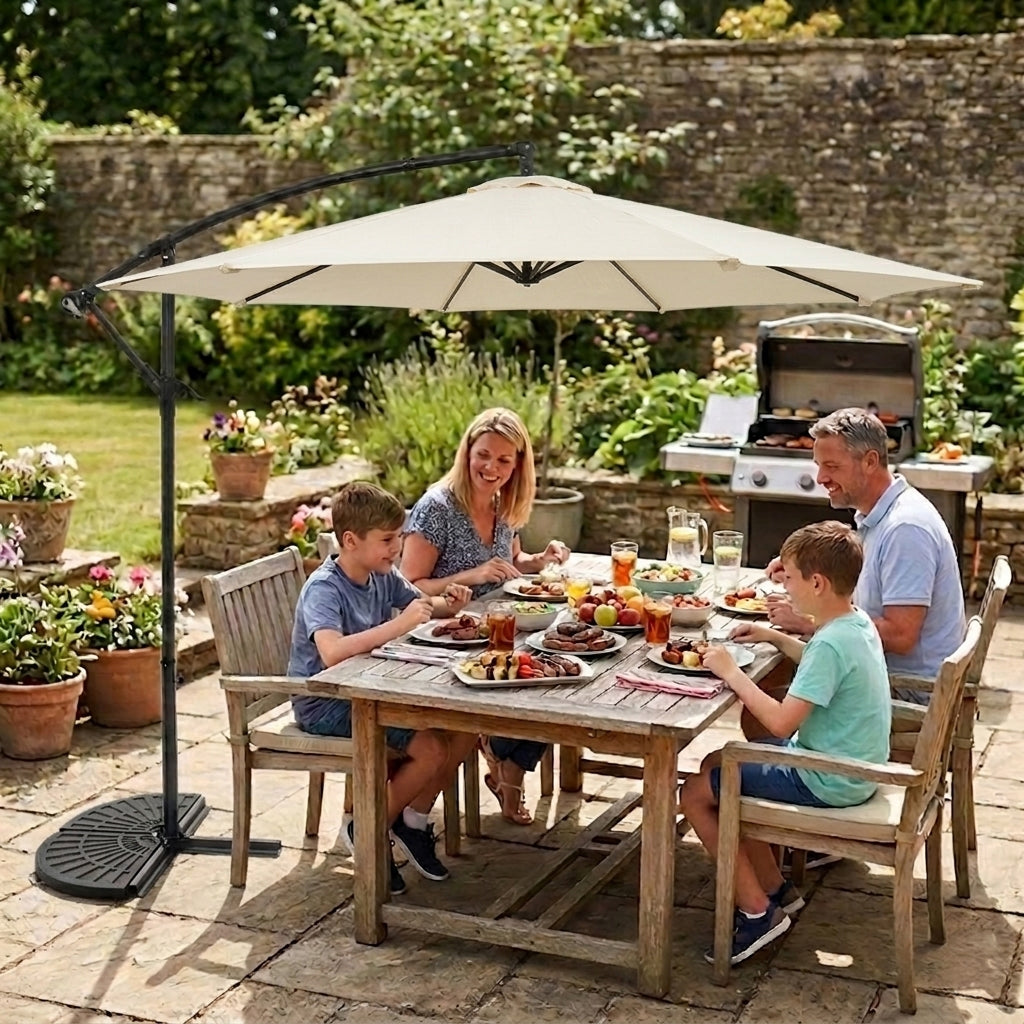 Q-Rax Base Ombrellone Ventaglio Set 2 Pesi Resina Nera