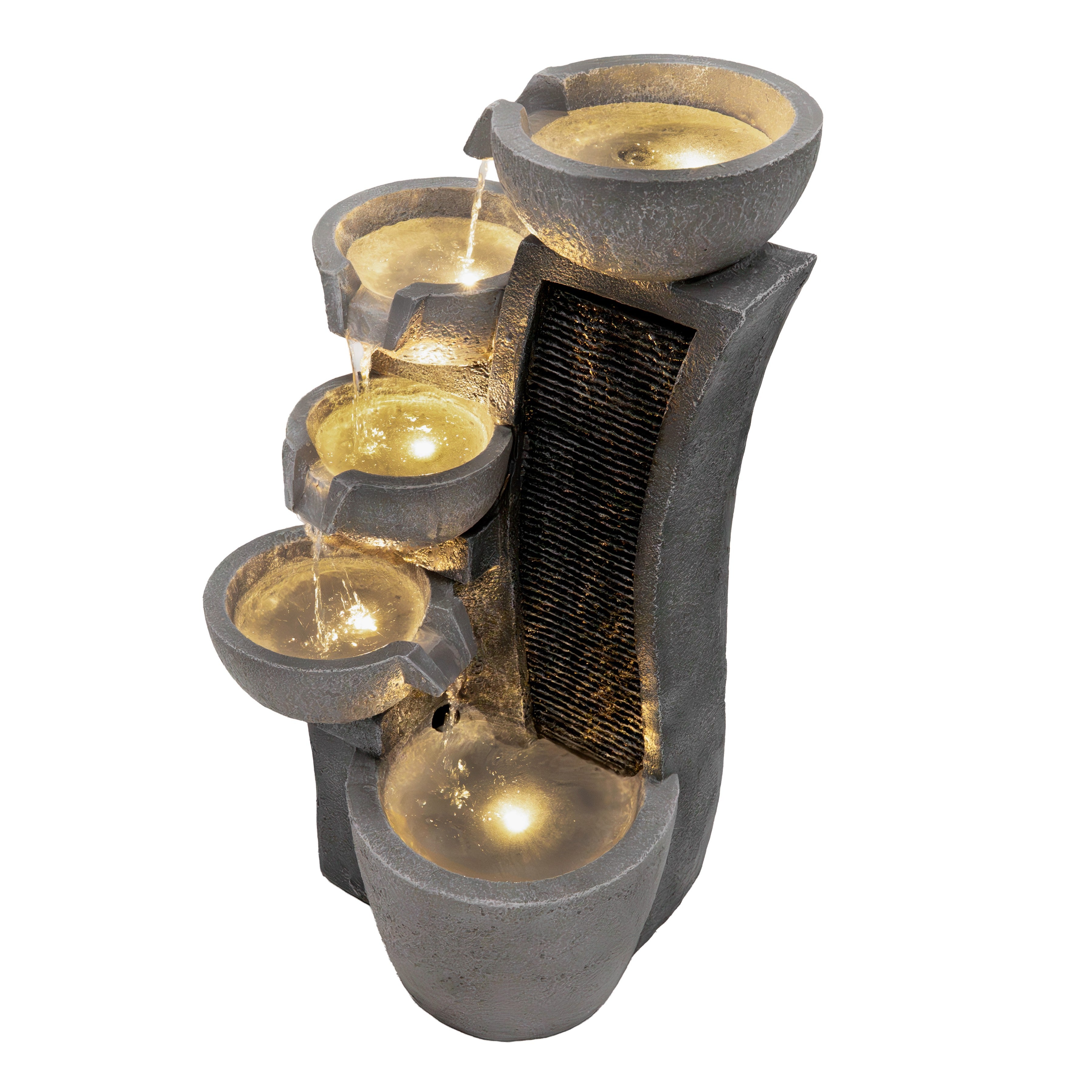 Q-Rax Sleek Streams Fontana da Giardino elettrica 5 ciotole LED