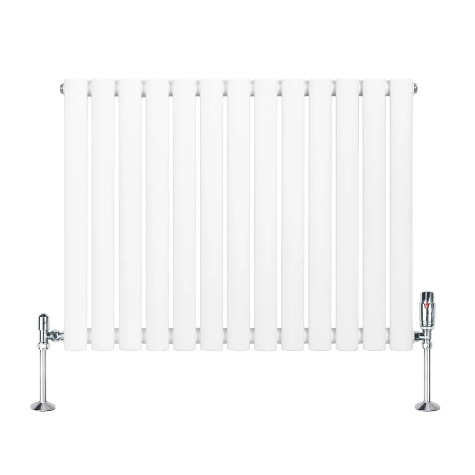 Q-Rax Radiatore Ovale a Colonna 600x780 mm Bianco con Valvole