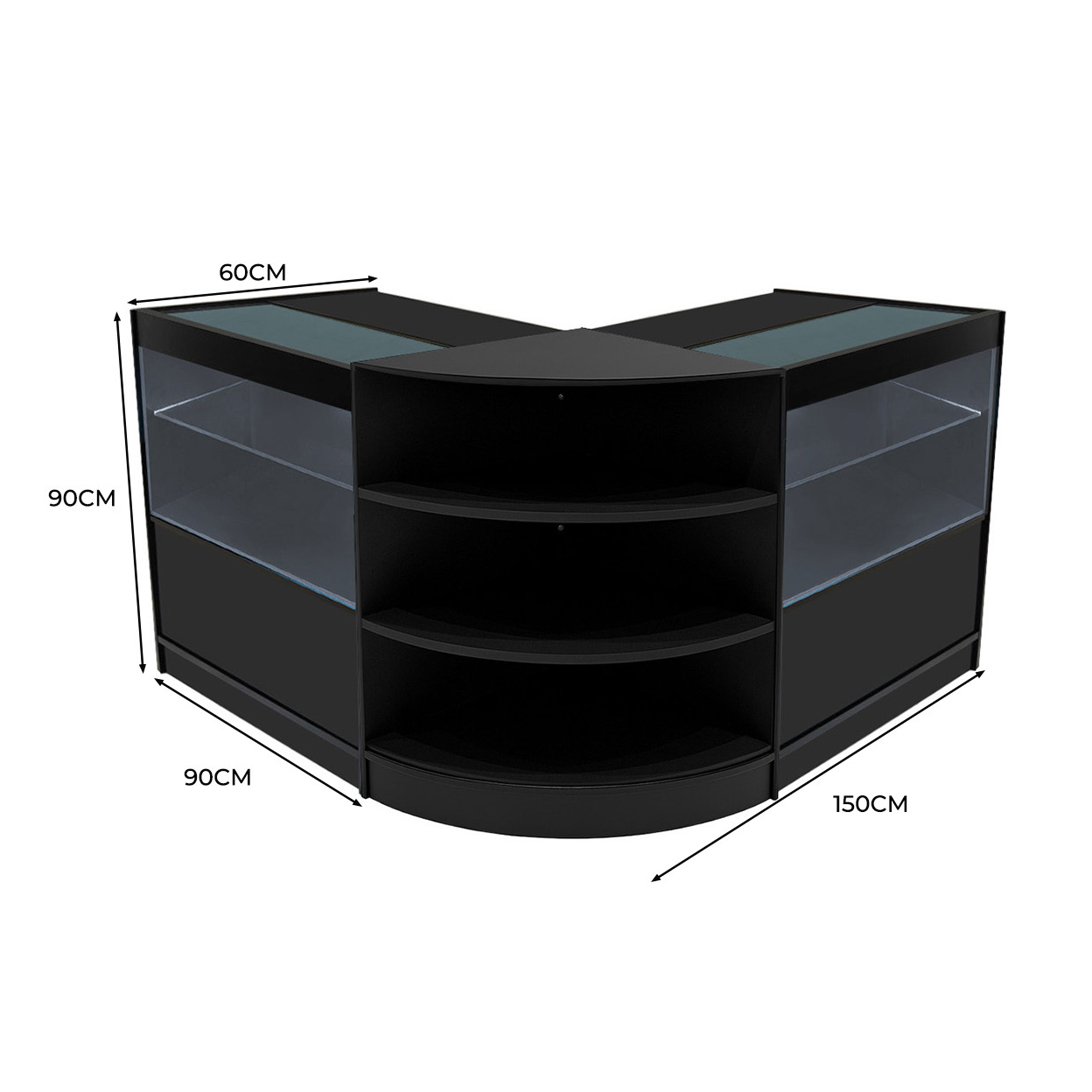 Q-Rax Banconi da Negozio Set Andromeda LED C900x2+LM60 Nero