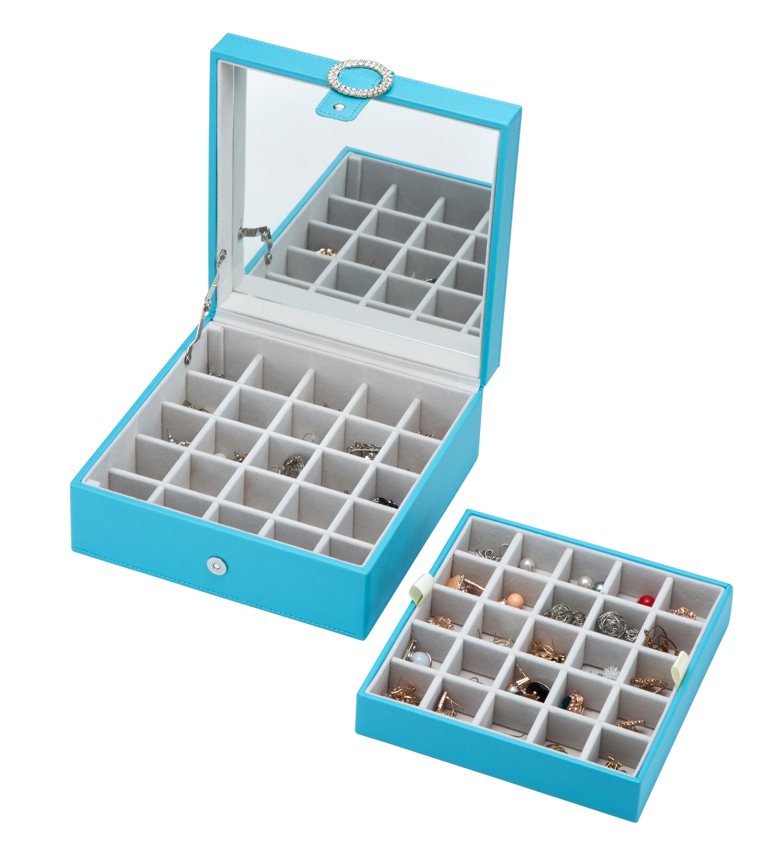 Jackcube Design Makeup scatola orecchini blu 50 posti specchio