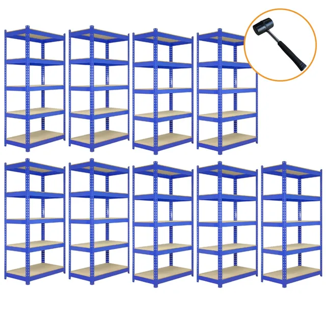 Q-Rax T-Rax Scaffale Garage Incastro Blu 90x45cm 9 Pezzi 280kg