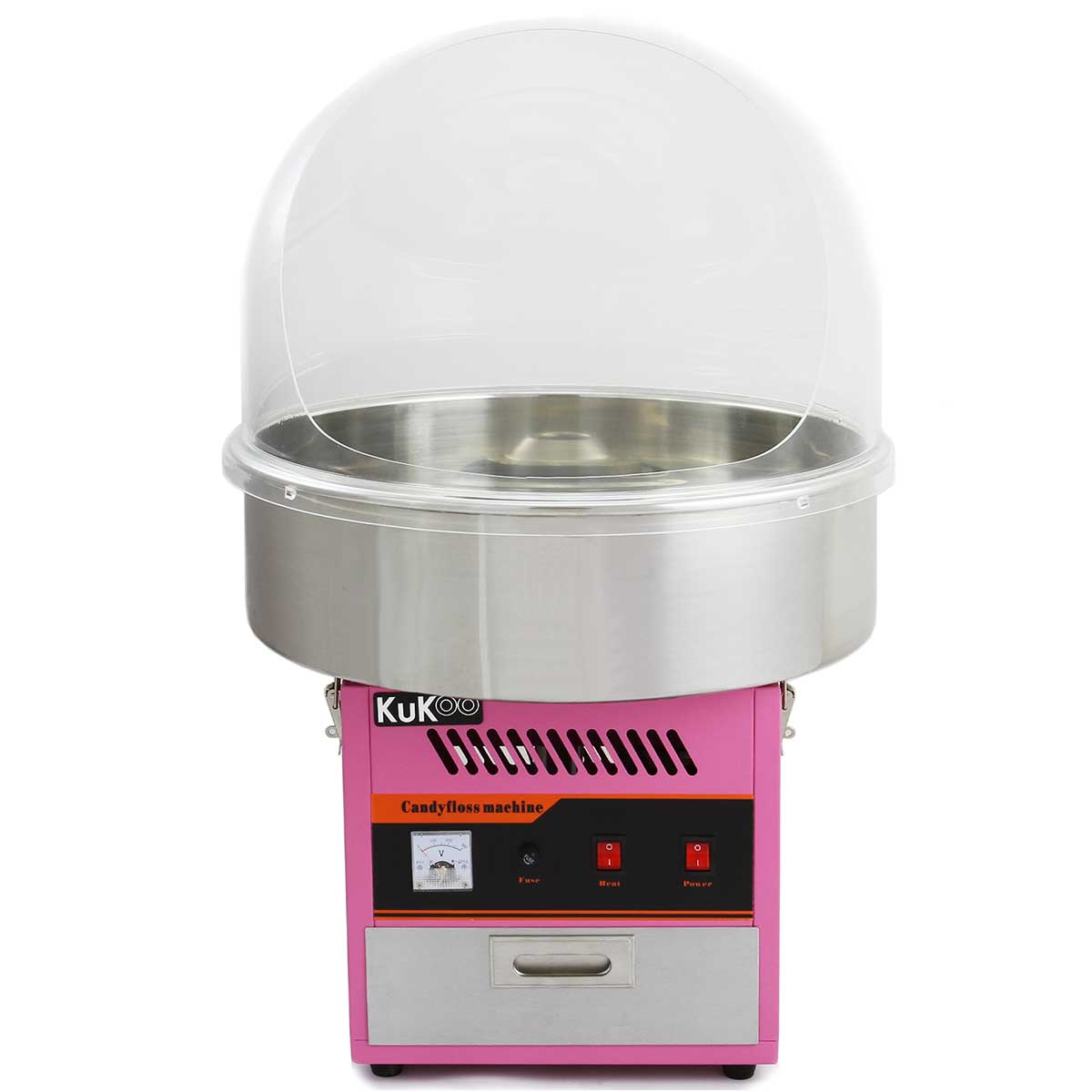 Q-Rax Macchina Zucchero Filato Cupola 50 cm Rosa 600 Stecche