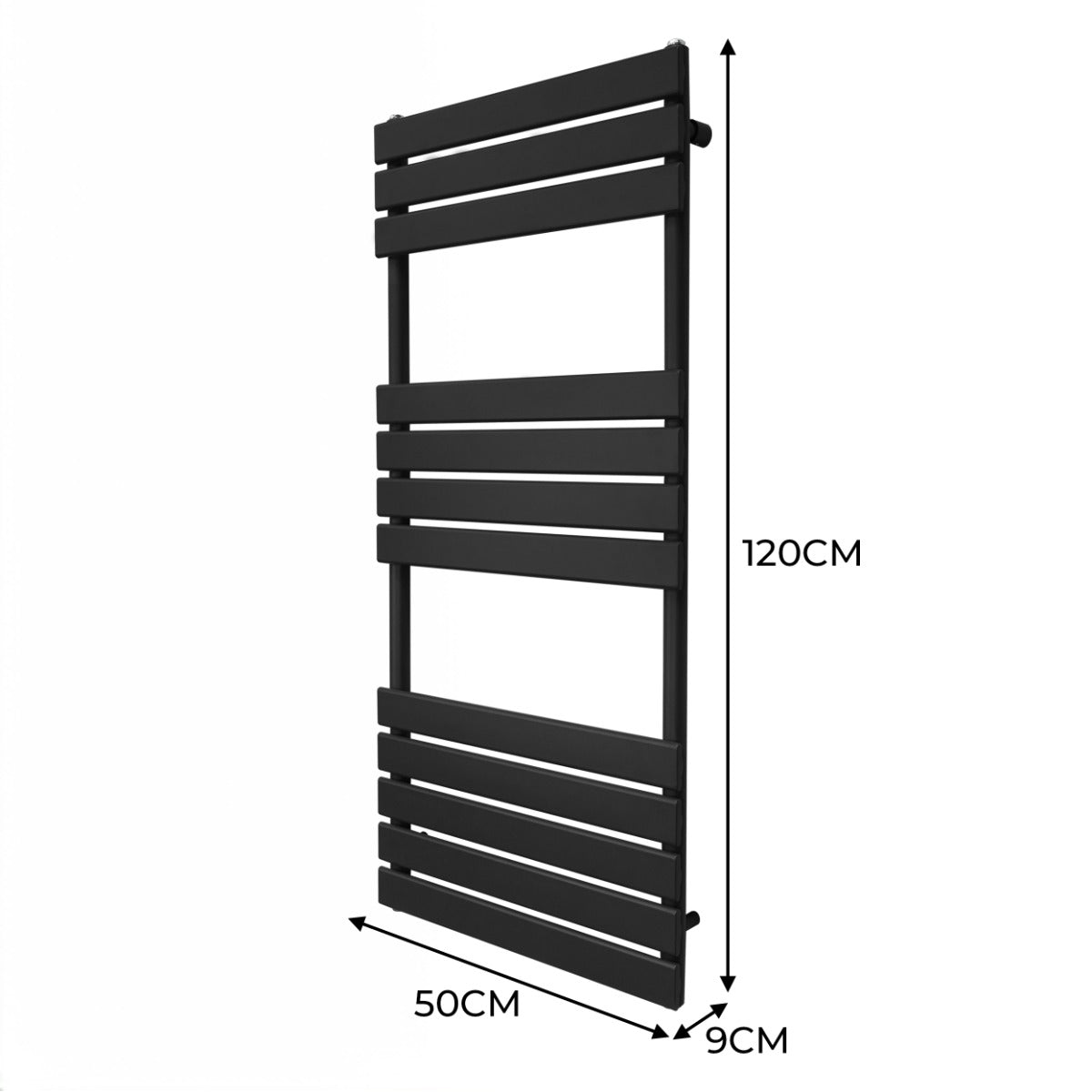 Q-Rax Scaldasalviette Nero 1200x500 mm Acciaio Opaco