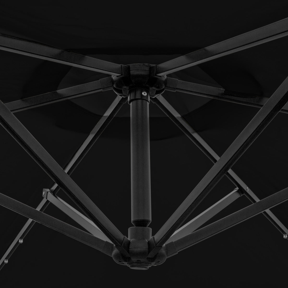 Q-Rax Ombrellone Decentrato 3m LED con Base Tonda Nero