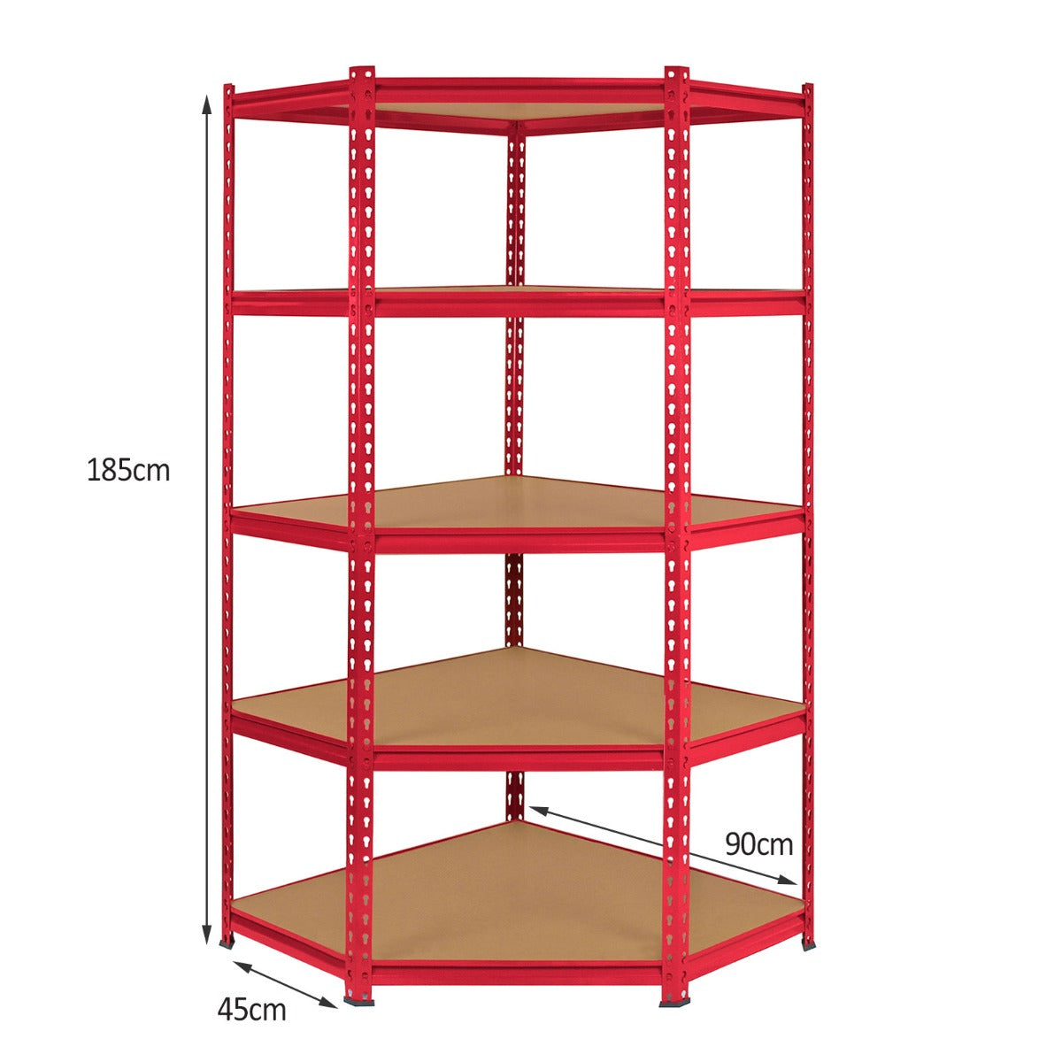 Q-Rax Z-Rax Set 5 Scaffali Rossi 90 cm Angolare Senza Bulloni