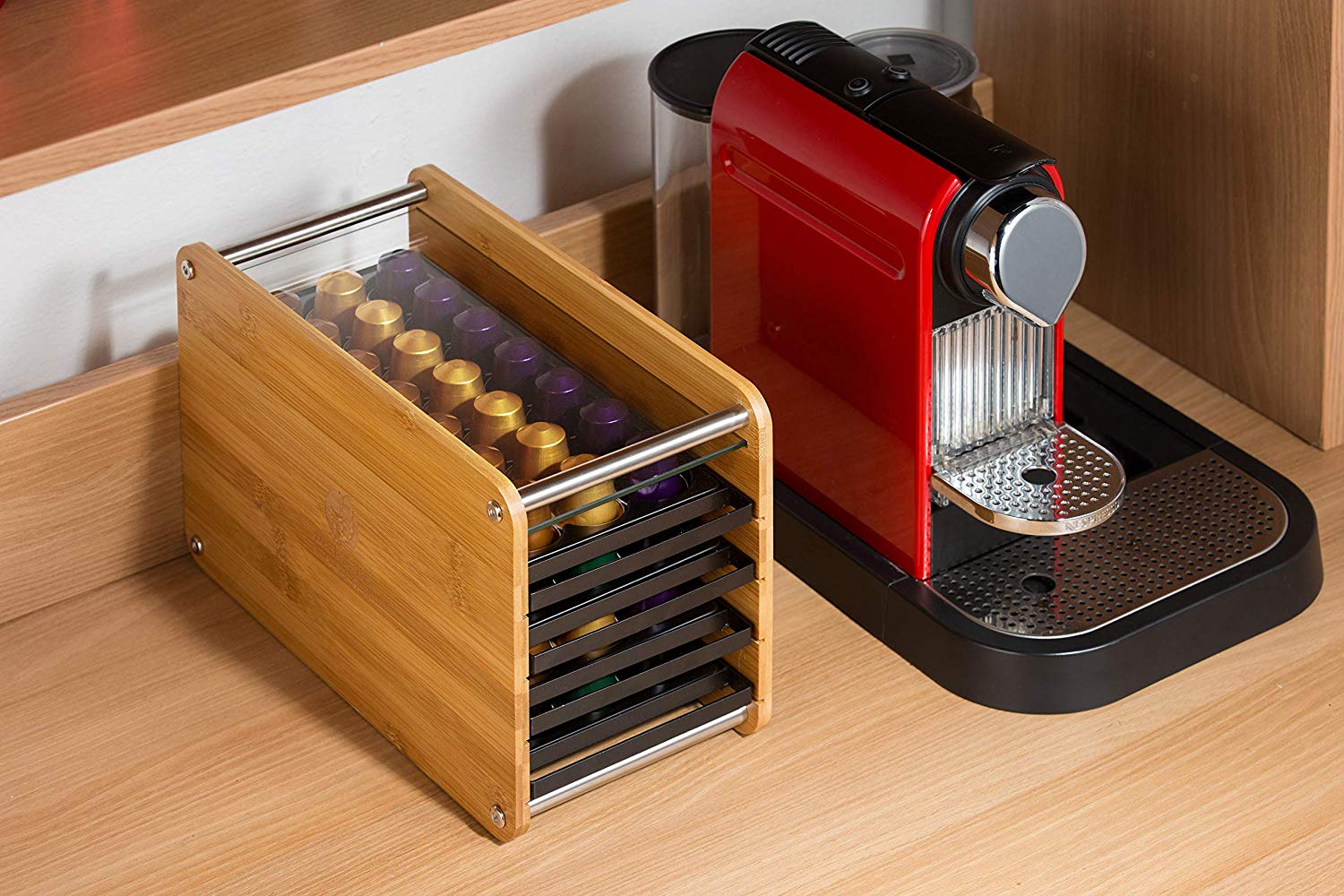 Jackcube Design Kitchen Portacapsule Bambù 4 Cassetti 84 Capsule