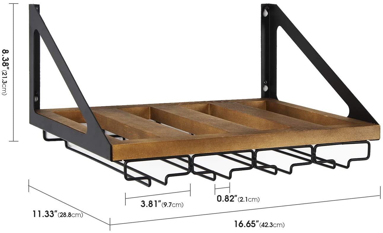 Jackcube Design portavino da parete legno 4 bottiglie 12 calici