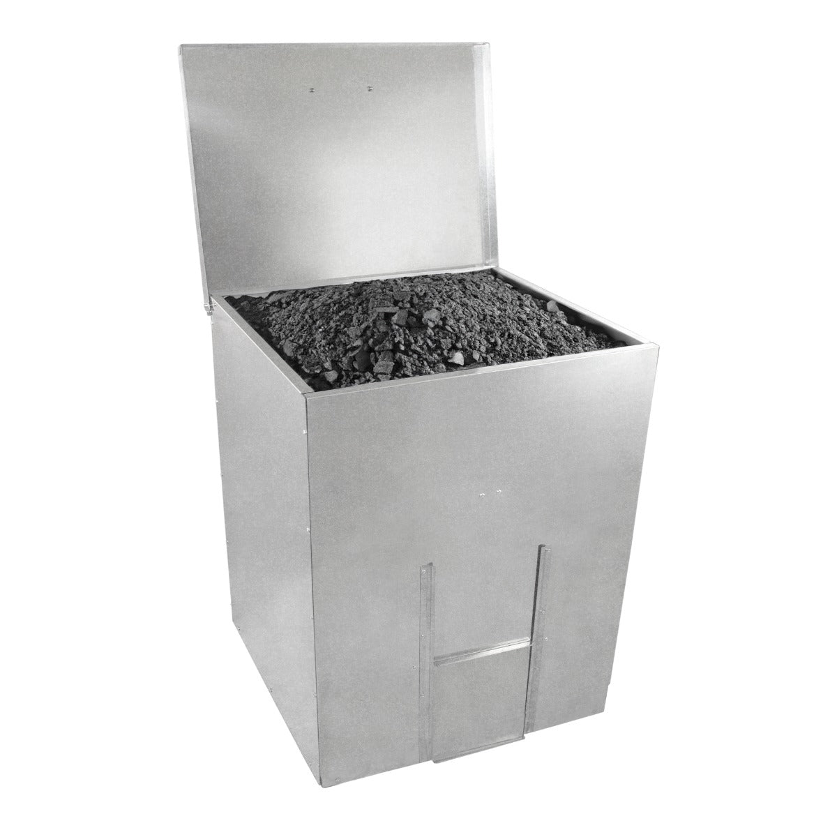 Q-Rax Bidone Carbone Legna 350kg 520L Acciaio Zincato
