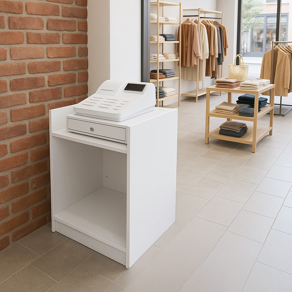 Q-Rax Banconi da Negozio TB60 Bancone Cassa Bianco 60 cm